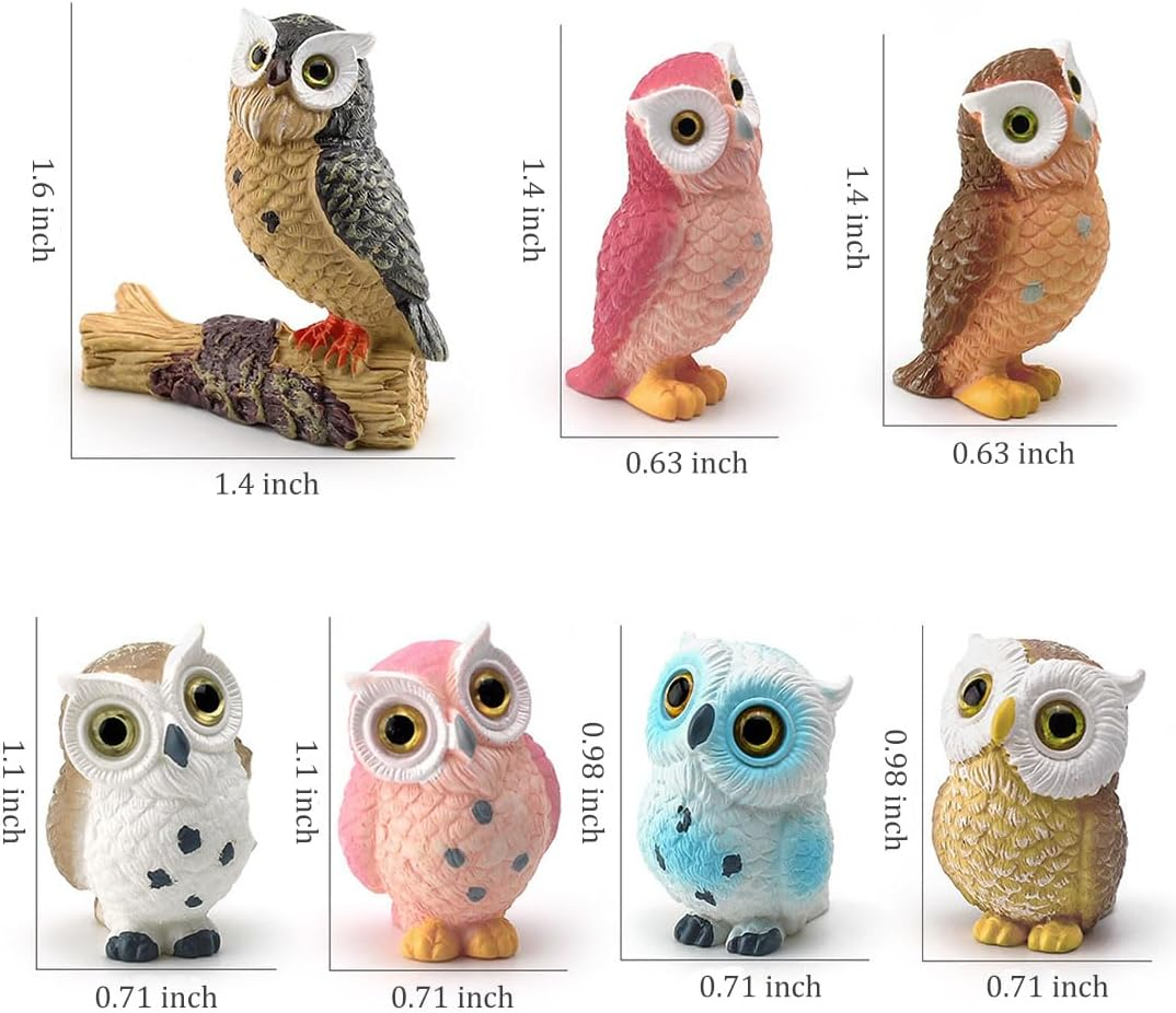 Miniature Owl Decorative Figurines 7 Pcs Mini Owls Fairy Garden Figurines Moss Landscape Garden Decoration Bonsai Crafts Home Decor Ornaments image number 1