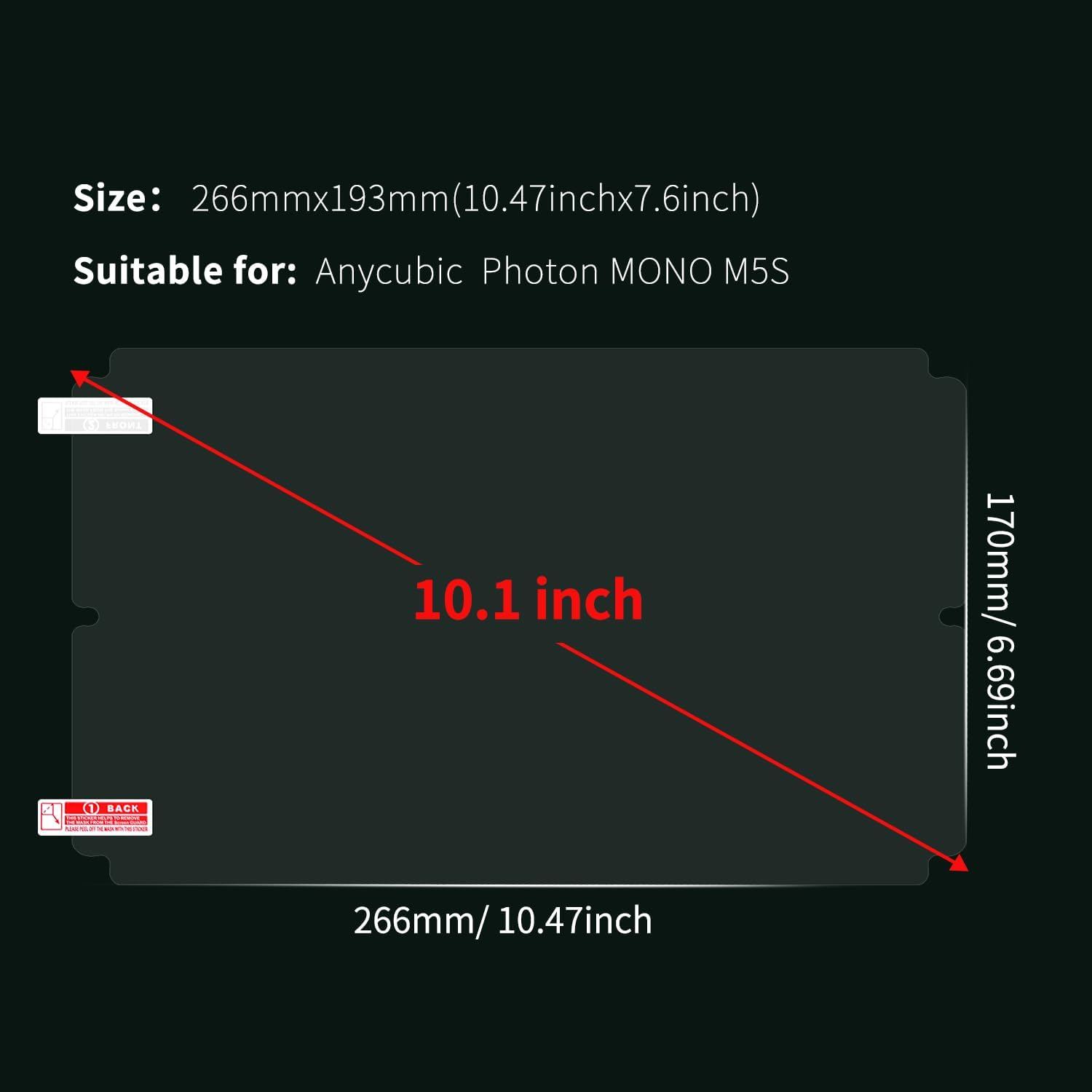 Upgraded 6PCS 3D LCD Printer Screen Protector Only for Anycubi M5S,M5S Pro,Size:10.1Inch,Not for M5,Screen Protective Film for Anycubic Photon M5S,M5S Pro Resin 3D Printer. image number 2