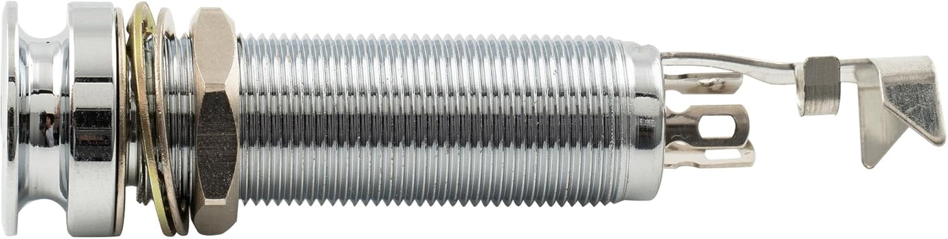 Musiclily Pro 1/4 Inch Mono/Stereo Endpin Output Jack Strap Button Threaded Jack Socket for Acoustic Guitar Bass, Chrome