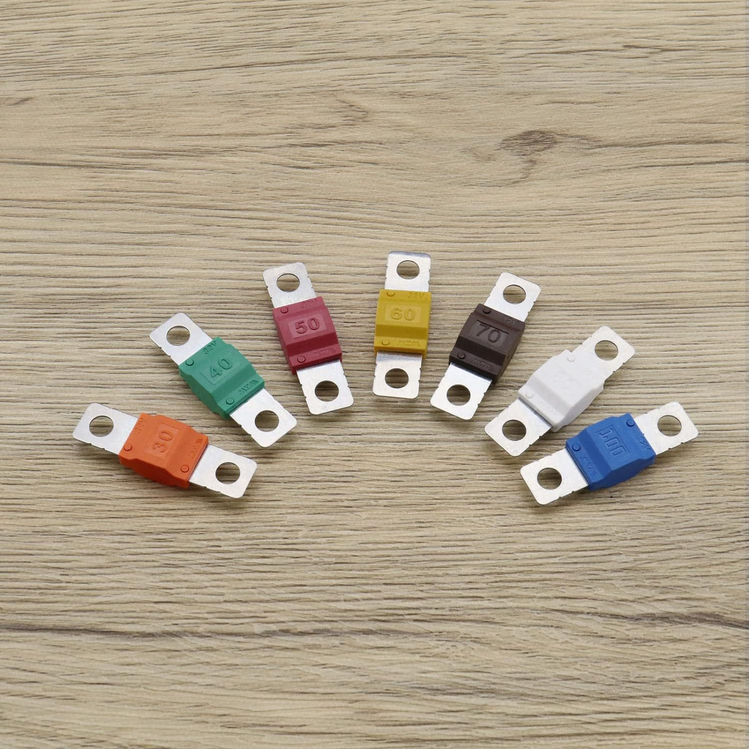 14PCS Midi Fuses 30/40/50/60/70/80/100Amp 32V Automobile Fuse Bolt-On Fuse for Marine Power System Electric Hybrid Vehicle Automobiles DC Motor Car Audio image number 5