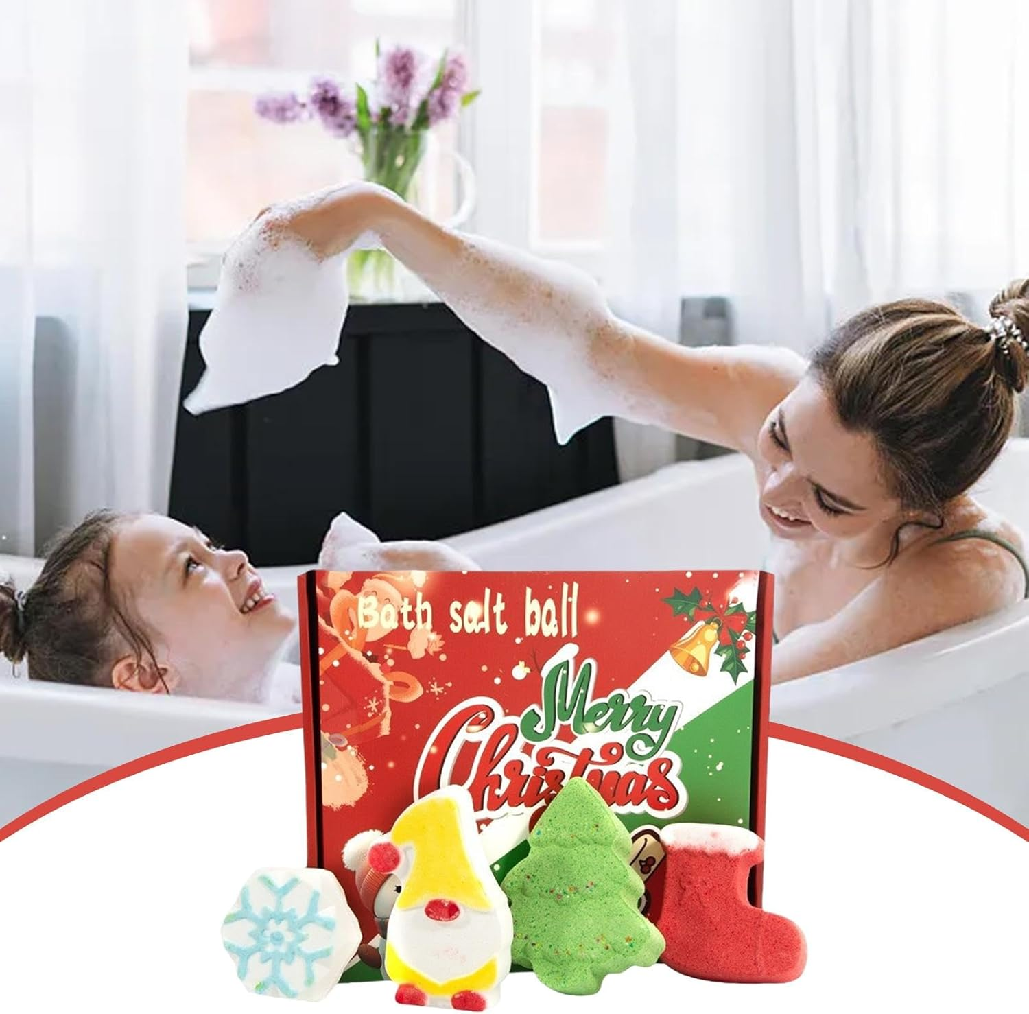 Christmas Bath Bombs - 4 X Christmas Children Bathbombs,Organic Bubble Bath Shower Salts, 4 Fragrance and Shapes Home Spa Fizzies Bubble Bath for Kids Boys Girls Children image number 3