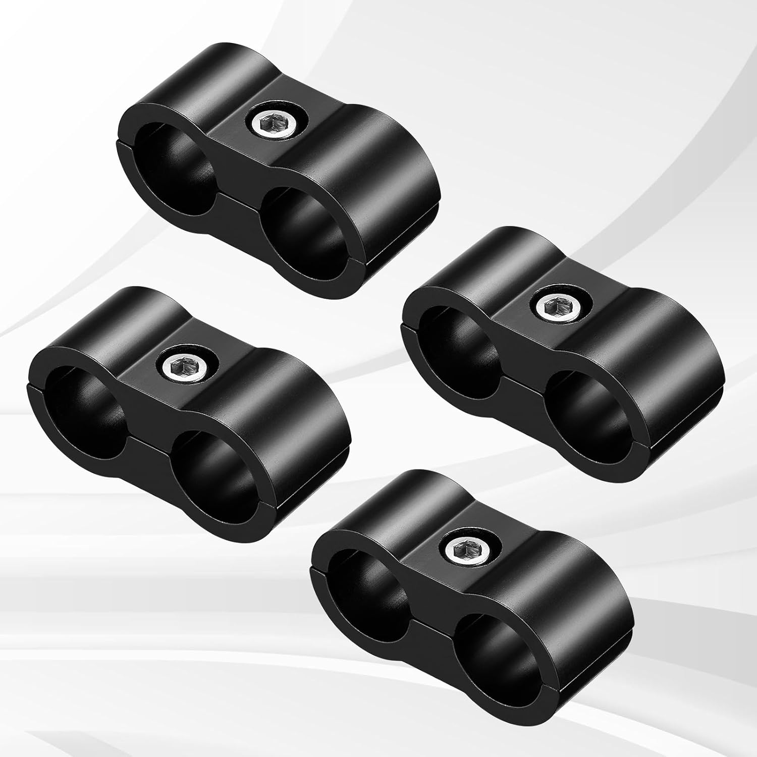 4AN Hose Separator Clamp - Aluminum Fuel Mounting Clamps, Great for 1/4 Fuel, Oil, Brake, Water, Gas Line, 4Pcs/Pack, Black image number 3