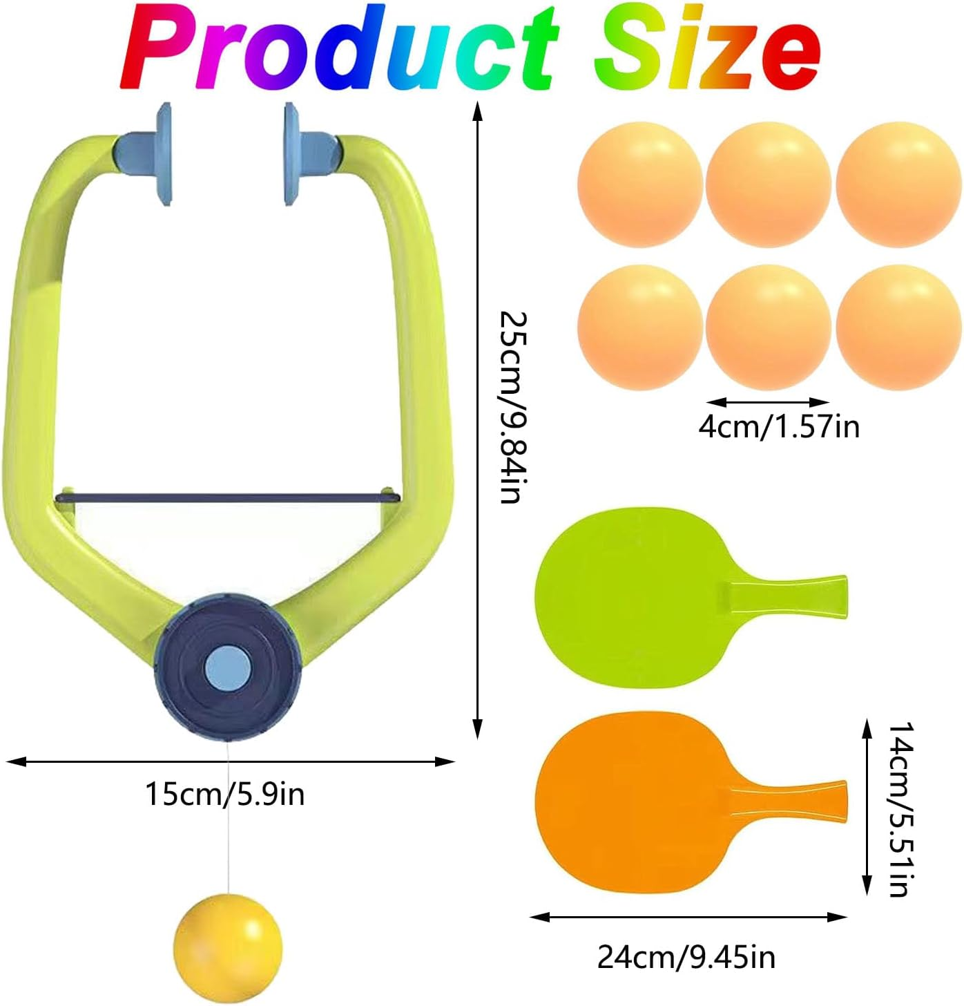 Hanging Table Tennis Trainer Set, Children'S Table Tennis Trainer, Portable Pingpong Ball Set with Ping Pong Balls&Paddle,Indoor Hanging Table Tennis, Indoor Games Toy(2 Rackets 6 Balls)
