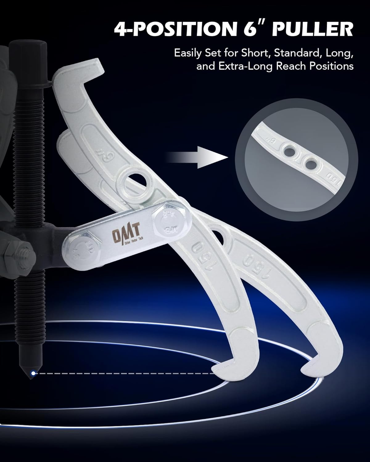 Orion Motor Tech Gear Puller Set, 3" 4" 6" 3 Jaw Puller Kit for Pulley Gear Bearing Flywheel Removal, Heavy Duty Pulley Puller with Reversible Jaws 3 Pcs Bearing Puller Tool Kit image number 3