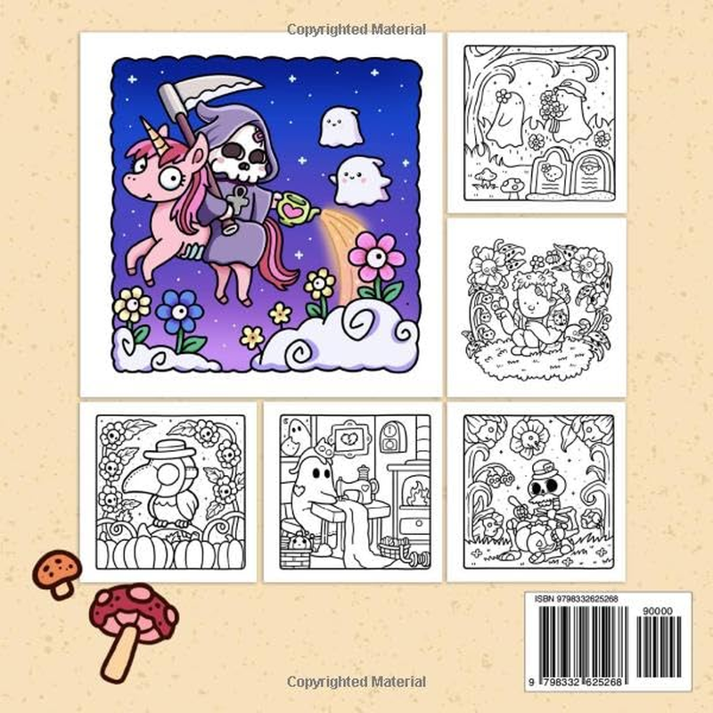 Spooky Cutie: Coloring Book for Adults and Teens Featuring Adorable Creepy Creatures in Cozy Hygge Moments for Relaxation image number 5