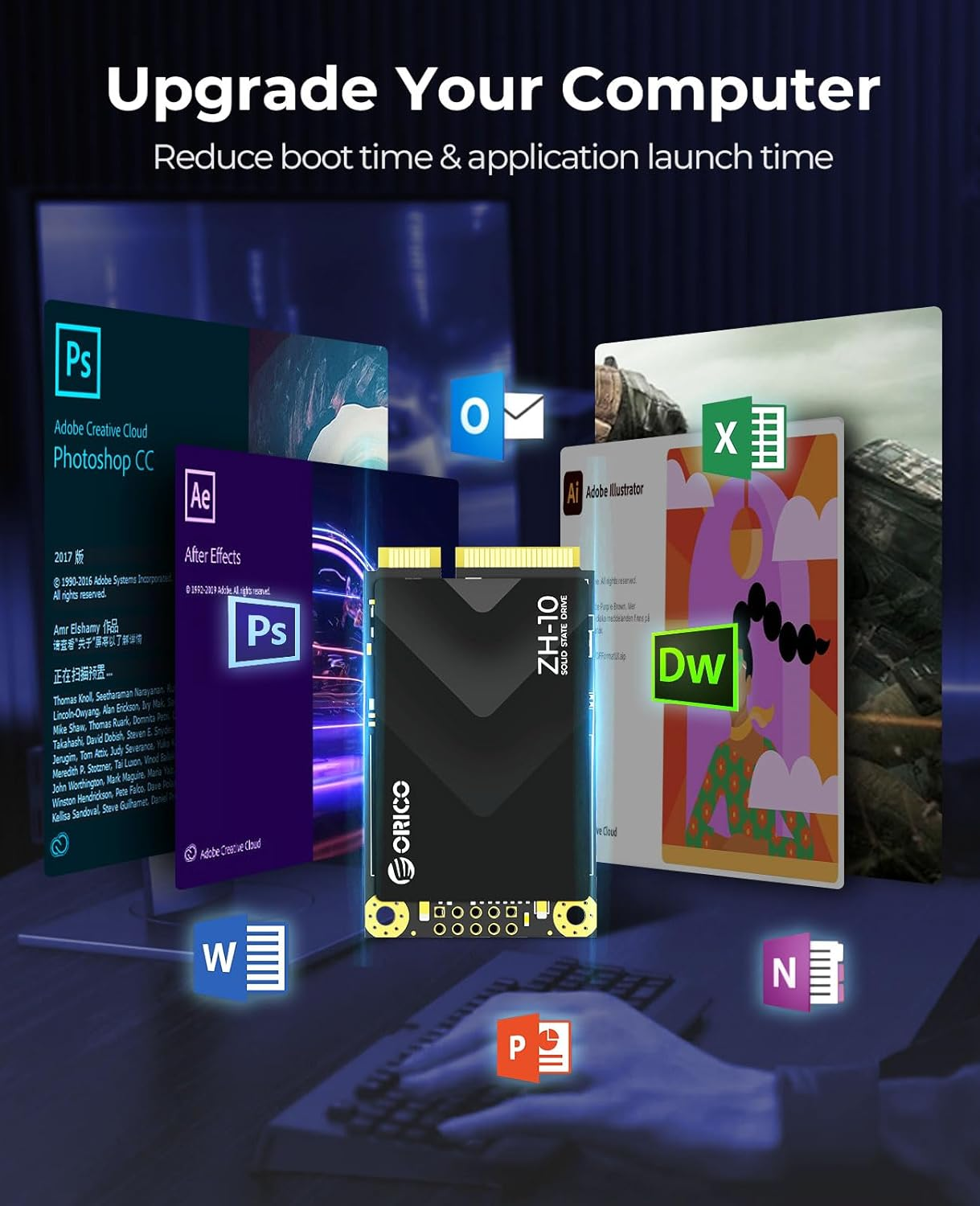 ORICO 256GB Msata SSD SATA III, 5 Gbps 3D NAND Internal Solid State Drive for Laptops Ultrabooks Desktop-Zh10 image number 1