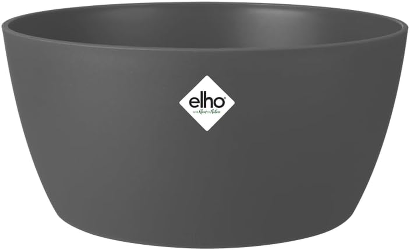 Elho Brussels Bowl - 23Cm Recycled Plastic Bowl-Shaped Large Plant Pot - Lightweight Planter Pot - Ideal for Indoor & Outdoor Planting - Flower Pot for Garden & Patio - Light Gray