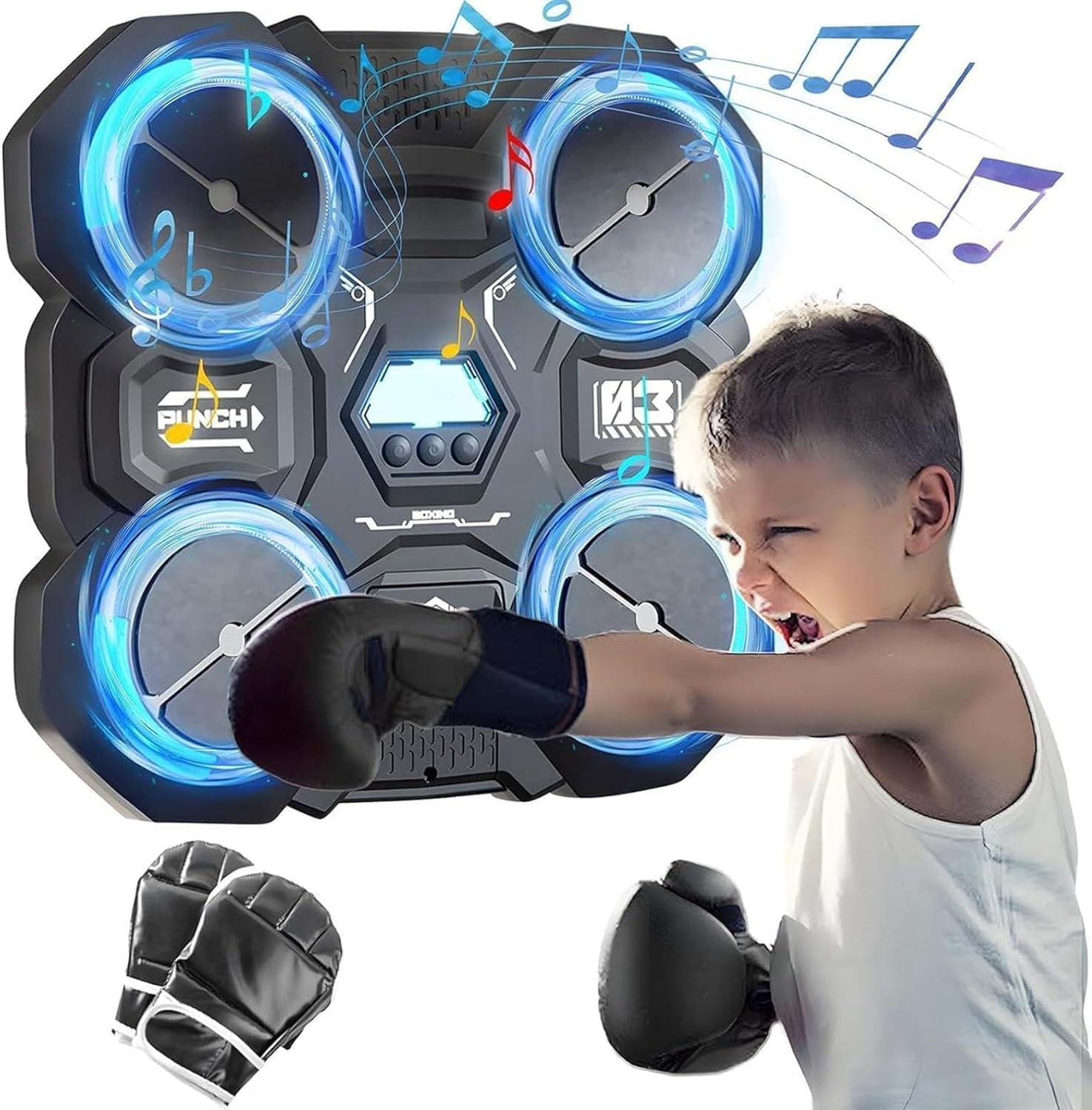 Music Boxing Machine with Boxing Gloves, Smart Music Boxing Machine with Light Adjustable Speed for Kids image number 4