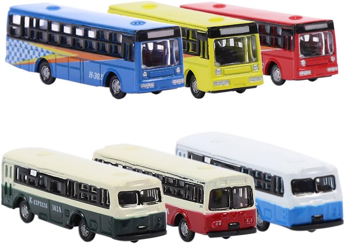 6Pcs Diecast Model Buses Car 1:160 N Scale Streetscape Layout Railway Scenery DIY Train Layout Model Accessories BS150 image number 5