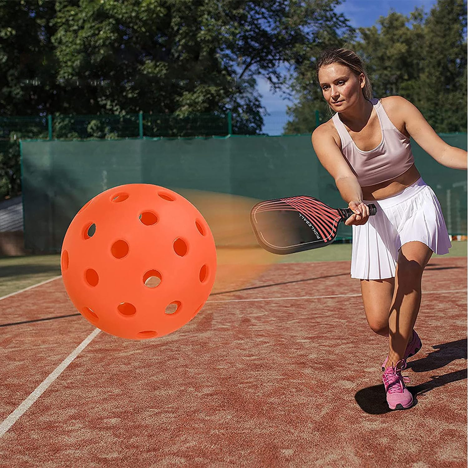 Pickleball Balls 4 Pcs, Plastic 40 Holes Practice Hollow Ball for Indoor Outdoor (74Mm/2.91In), Orange
