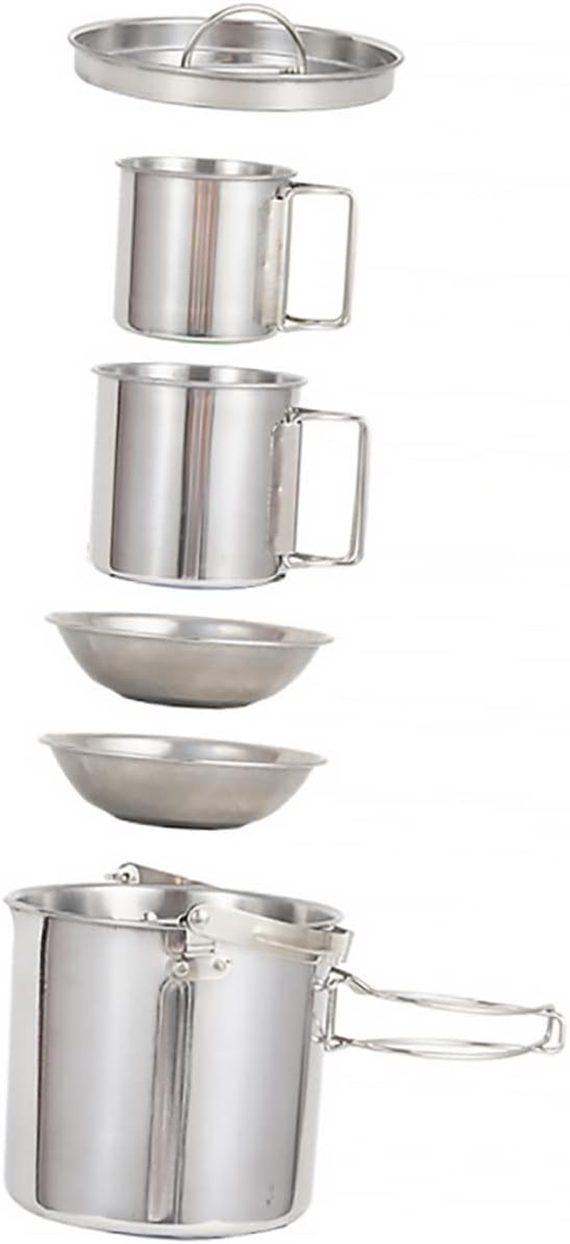 Outdoor Stainless Steel Kettle Cookware Camping Cooking Supplies Folding Bowl Cup Cutlery Lightweight Portable image number 4