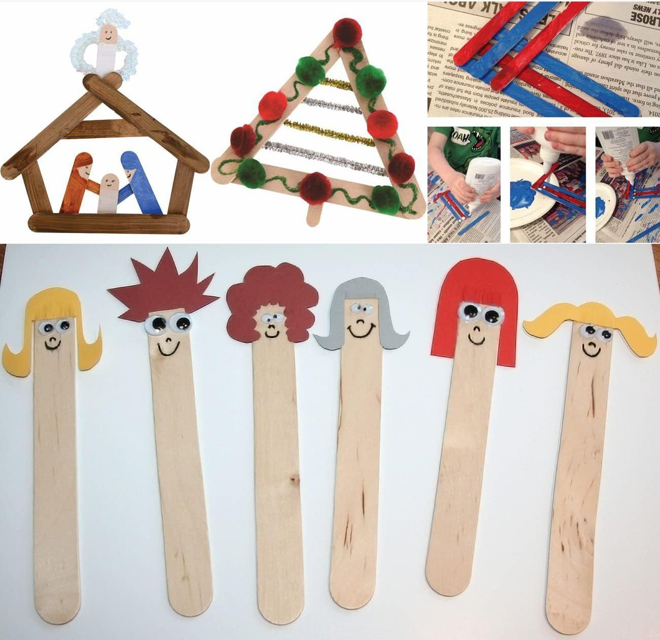 300Pcs Popsicle Sticks, Betterjonny 11Cm Natural Wood Craft Sticks Long Ice Cream Sticks Waxing Sticks for Home School Arts,Craft Garden Label,Classroom Supplies image number 4