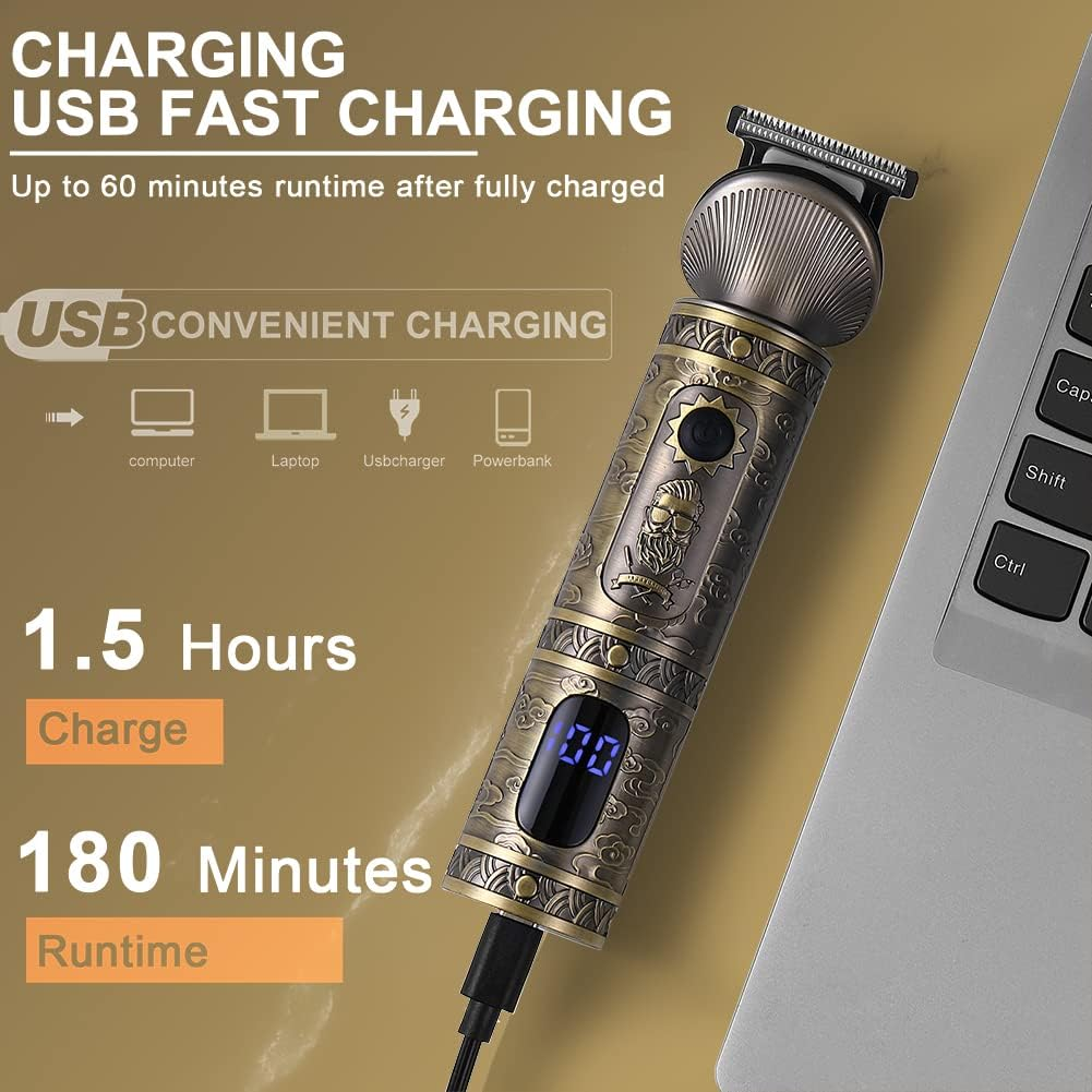 Beard Trimmer Kit Professional Hair Clipper Trimmer Zero Gapped T-Blade Trimmer Electric Shaver Razor Nose Body Trimmer for Men Cordless Grooming Kit 7 in 1 image number 4