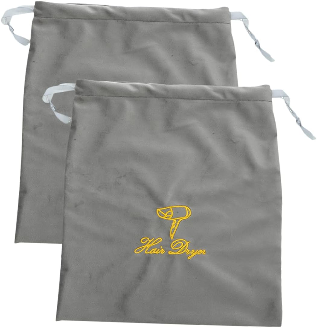 Hair Dryer Drawstring Bags 2Pcs 30X35Cm Embroidered Blow Dryer Storage Pouches Portable Travel Organizer for Women and Men image number 1