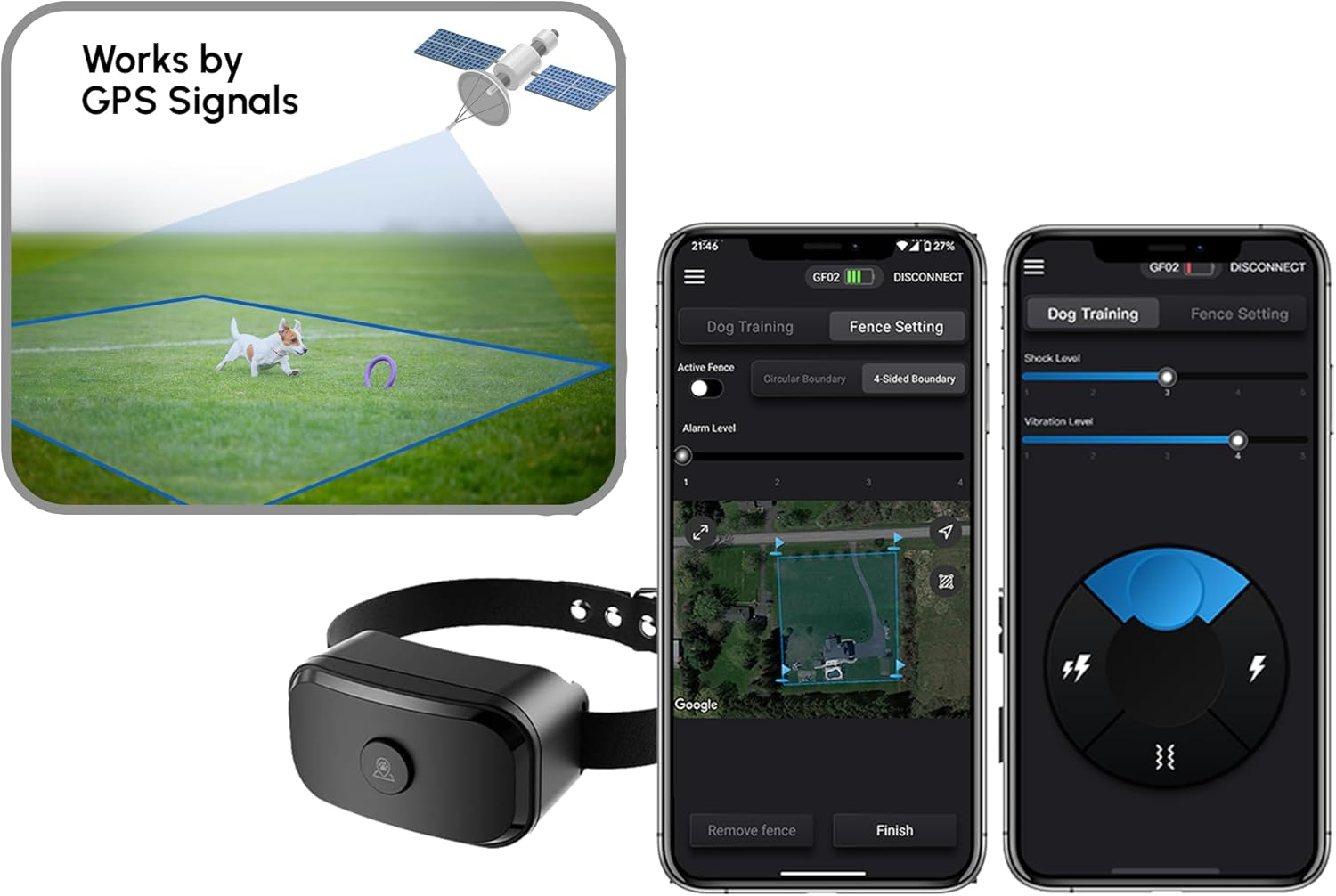 GF02 plus - Customizable GPS Dog Fence with Remote Training, No Subscription Required, Set up Boundary in 1 Minute with App, Waterproof GPS Dog Collar System, Long Battery Life image number 2