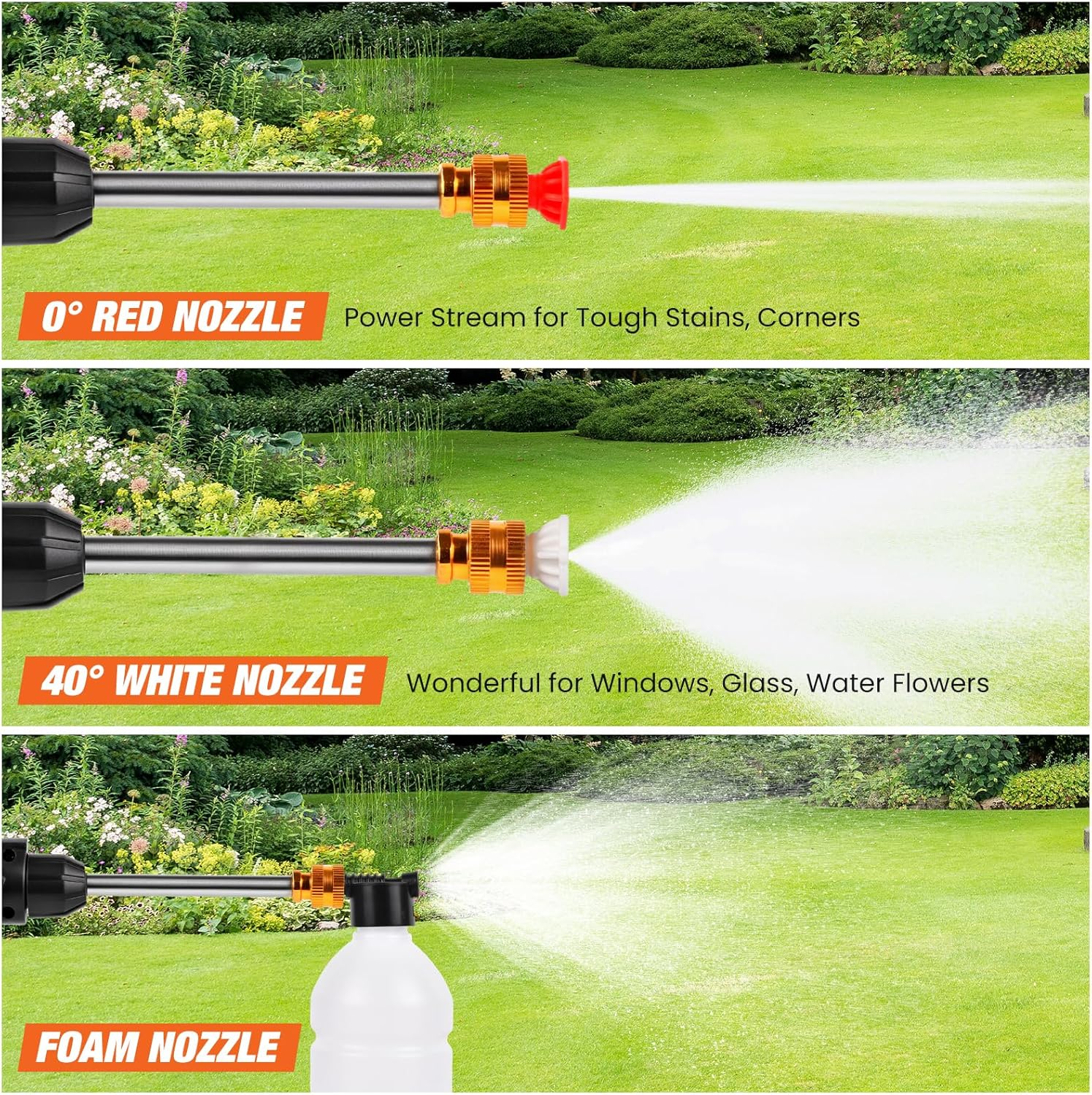Advwin Cordless High Pressure Washer, Portable Cleaning Machine Handheld Cleaning Gun with 2 Batteries, Power Washer with 5M Hose and 2 Nozzles, for Car/Yard/Fence/Floor/Outdoor Cleaning image number 2