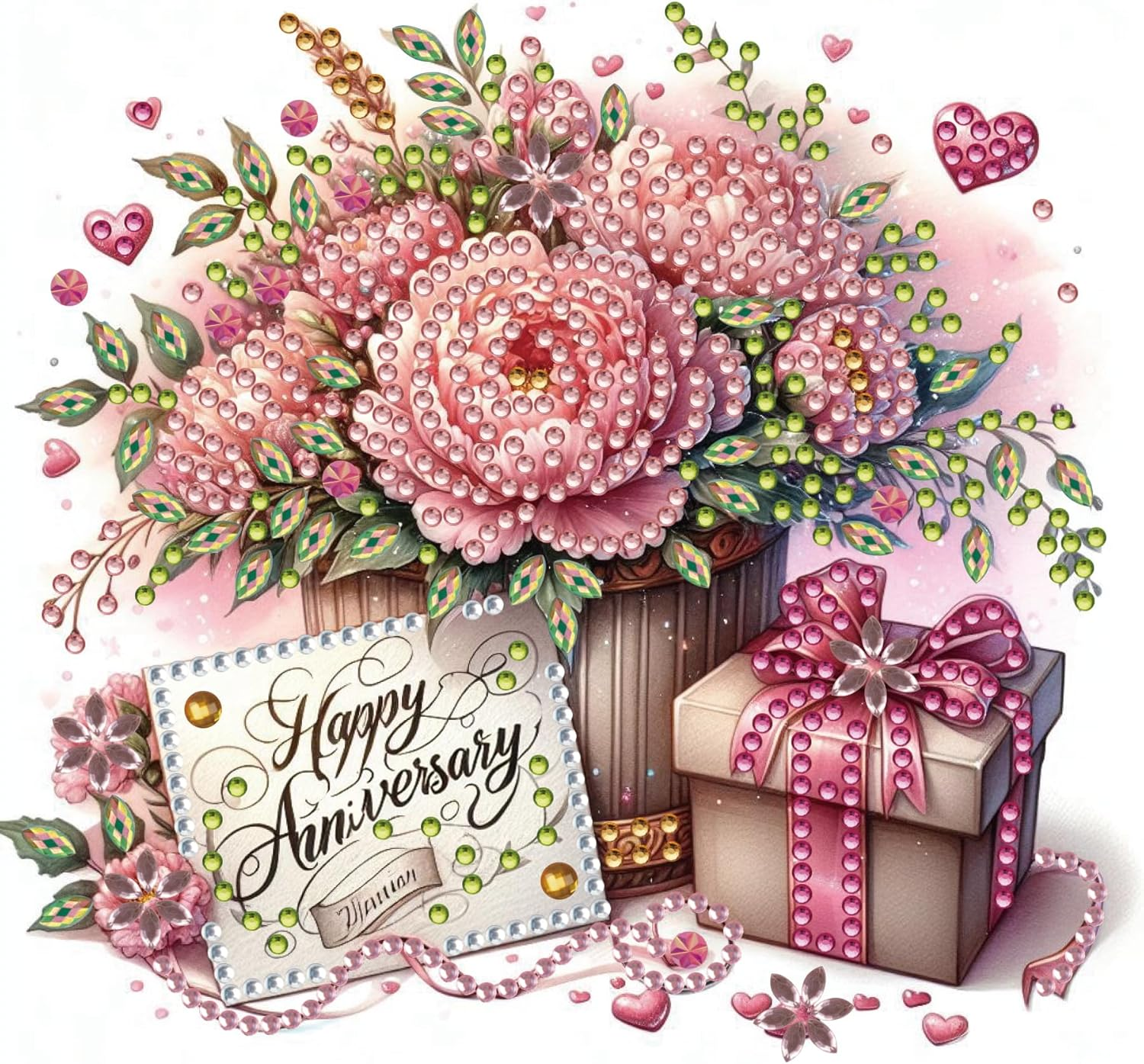 Awesocrafts 6Pcs Diamond Art Christmas Cards Kits Happy Birthday, Anniversary DIY Diamond Painting Cards Sets, 5D Crystal Art Card with Envelopes, Postcards for Handmade, Xmas 30 * 15Cm (Happy) image number 2