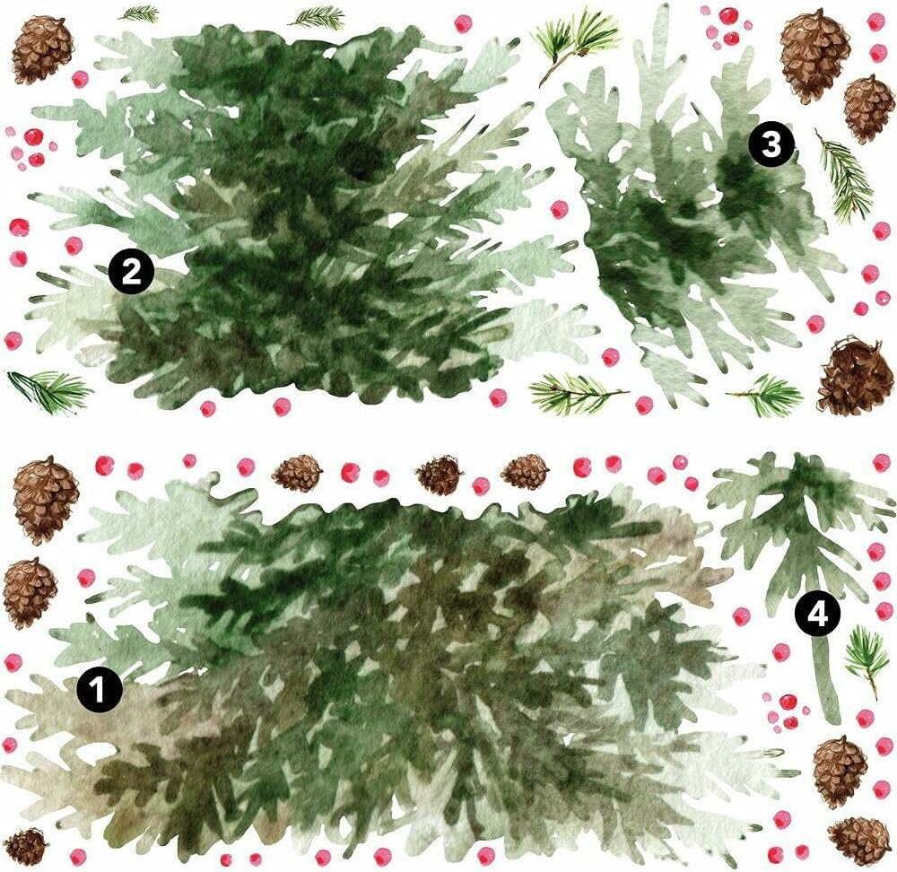 Roommates RMK4835GM Watercolor Evergreen Christmas Tree Giant Peel and Stick Wall Decals