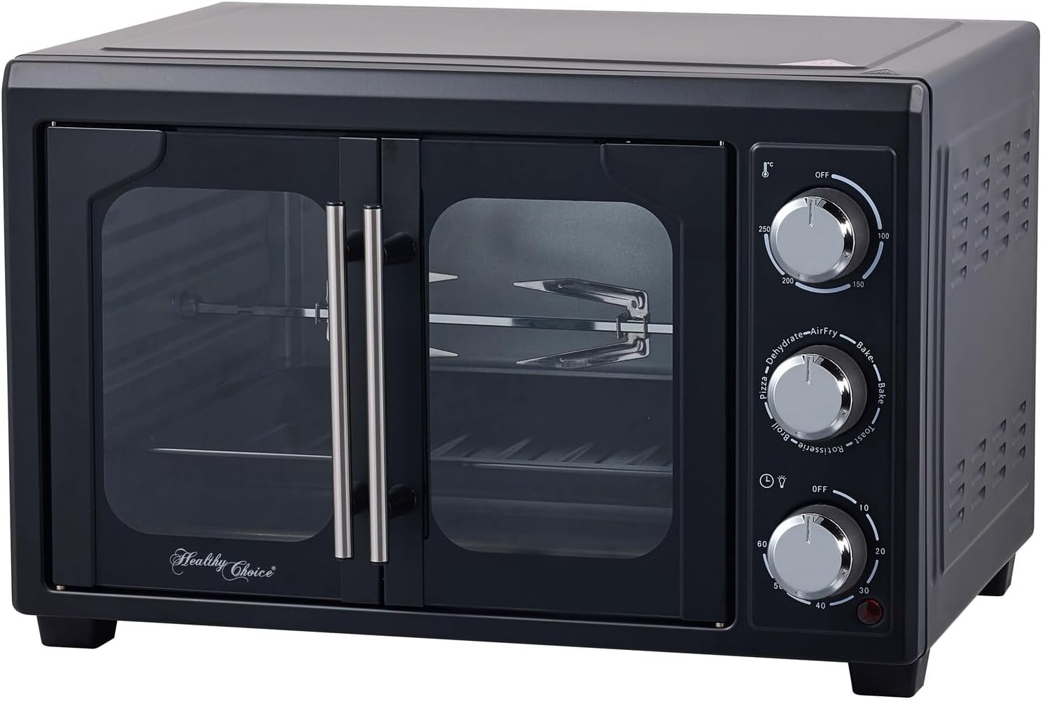 Healthy Choice 30L Air Fryer Convection Pizza Oven with Rotisserie &ndash; 360&deg; Food Rotating Option, Digital Controls, Versatile Cooking for Pizza, Roasting, Baking, and Frying for Family Meals