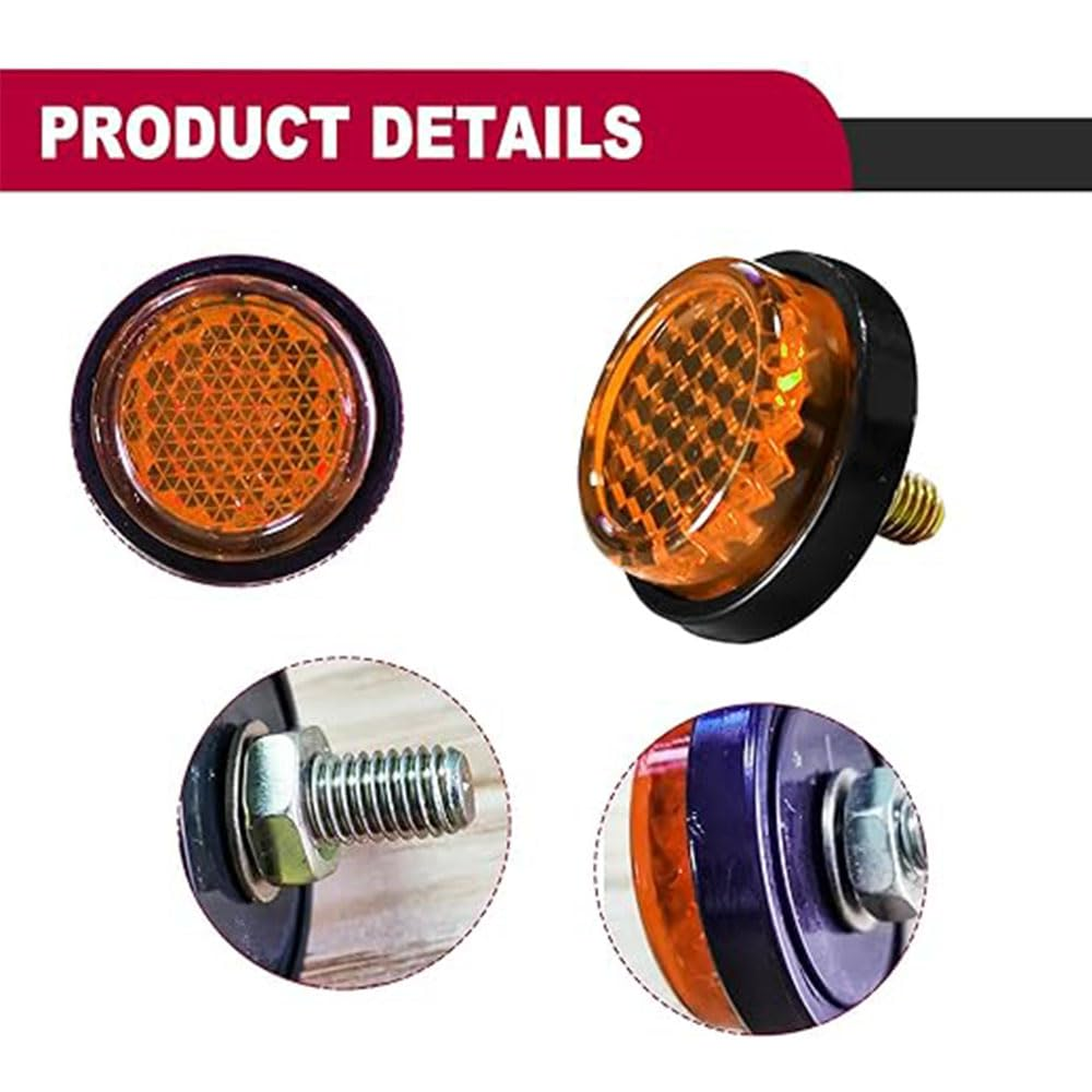 6 Pieces Mini Reflector Tag Bolt Screws for Motorcycle License Plate Frame Decorative, M5 Screw Tag Bolt round Reflective for Bike, Motobikes, Trailers, Trucks, Boats, Suv'S, Rv'S (Yellow) image number 6