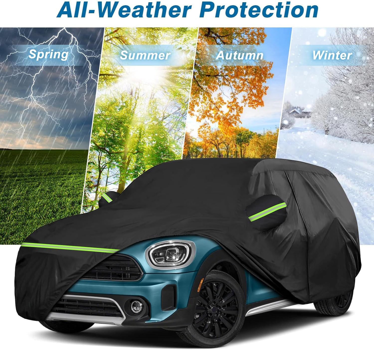 Full Car Covers for 2014-2025 Mini Cooper/Cooper S/Hardtop/Clubman/Countryman 4 Door, Car Cover Waterproof Heavy Duty All-Weather Protection with Door Zipper & Storage Bag image number 2