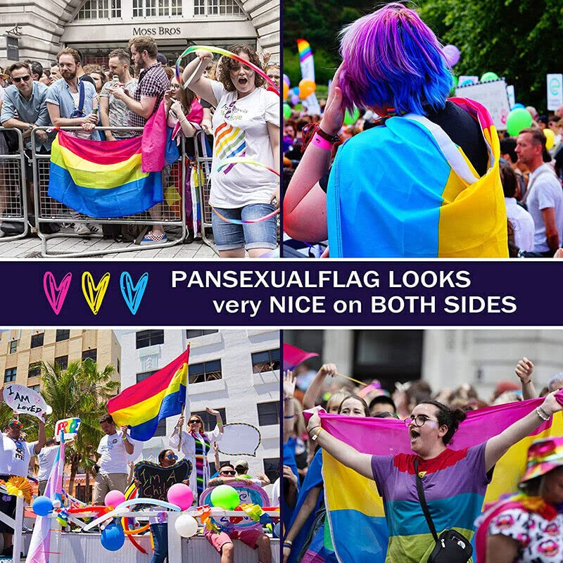 AIMALL Pansexual LARGE Flag 150X90Cm Pan Sexual LGBT Lesbian Gay Rainbow Mardi Gras New image number 2