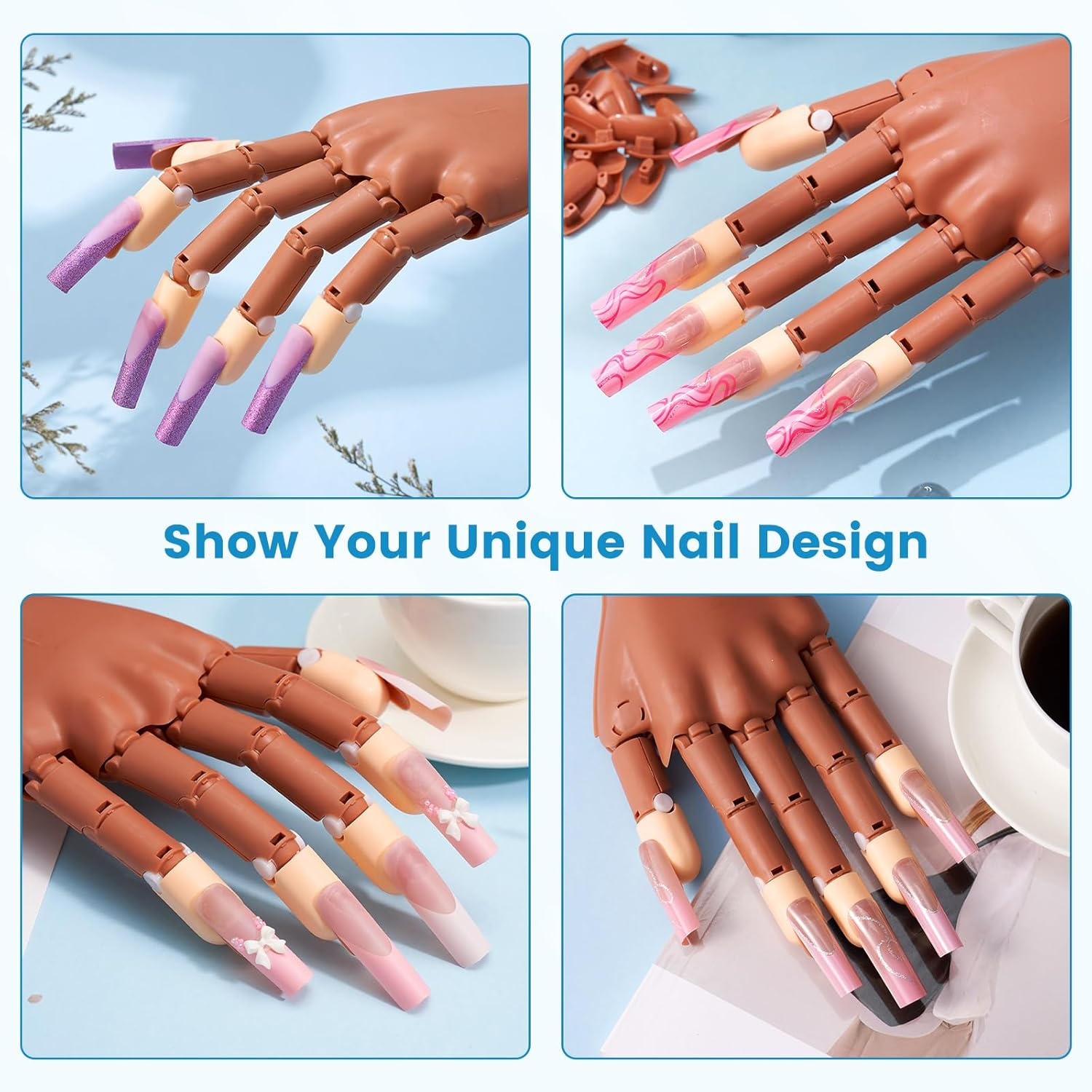 Magnetic Practice Hand for Acrylic Nails: Flexible Fake Nail Training Hand Practice - Manicure Hand Practice Kit for Beginners image number 3