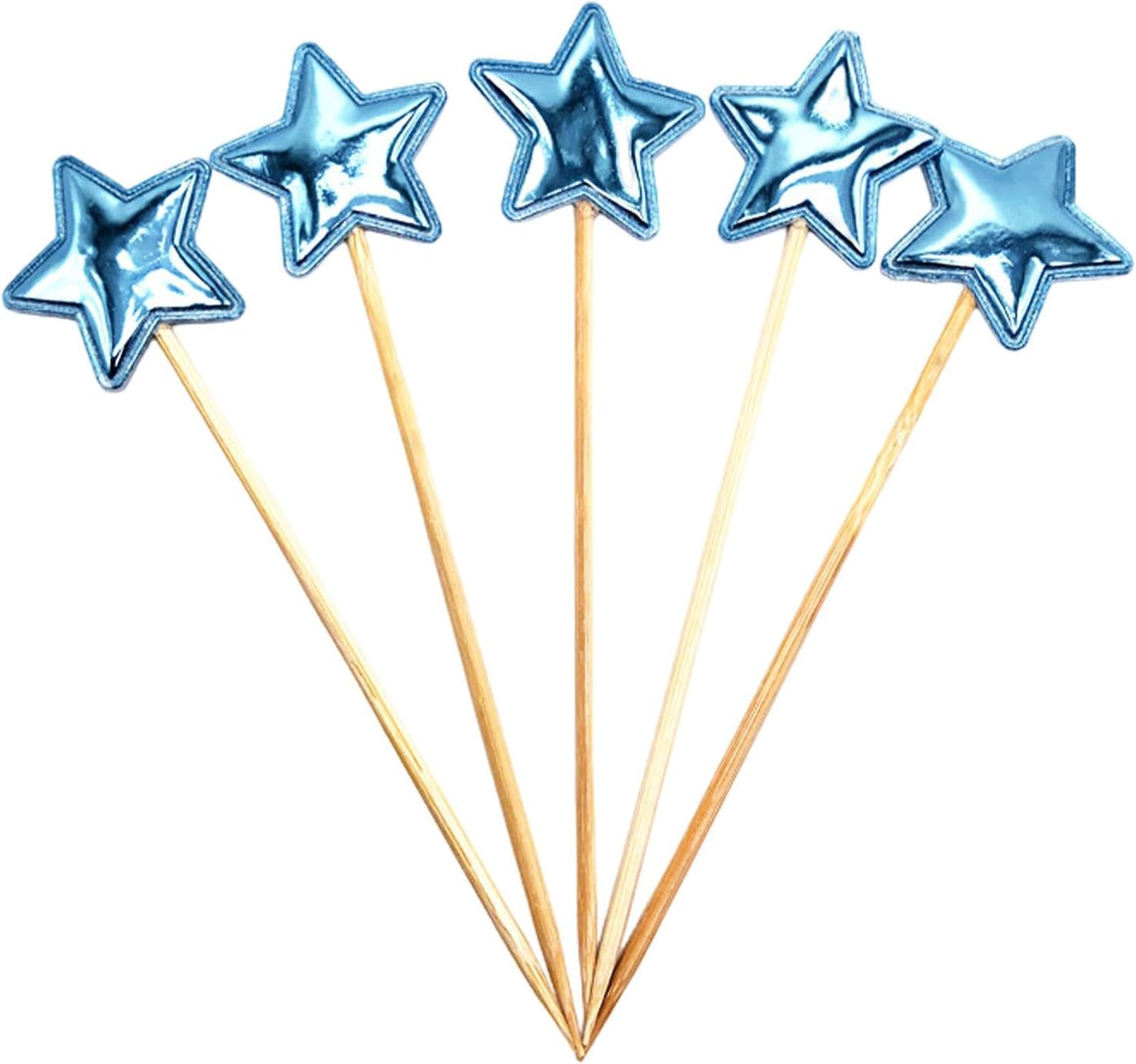Glitter Star Cake Toppers - 5X Birthday Cake Toppers for Boys | Glitter Cupcake Baking Food Decor Picks for Boys Girls Holiday Cake Deliver Love image number 1
