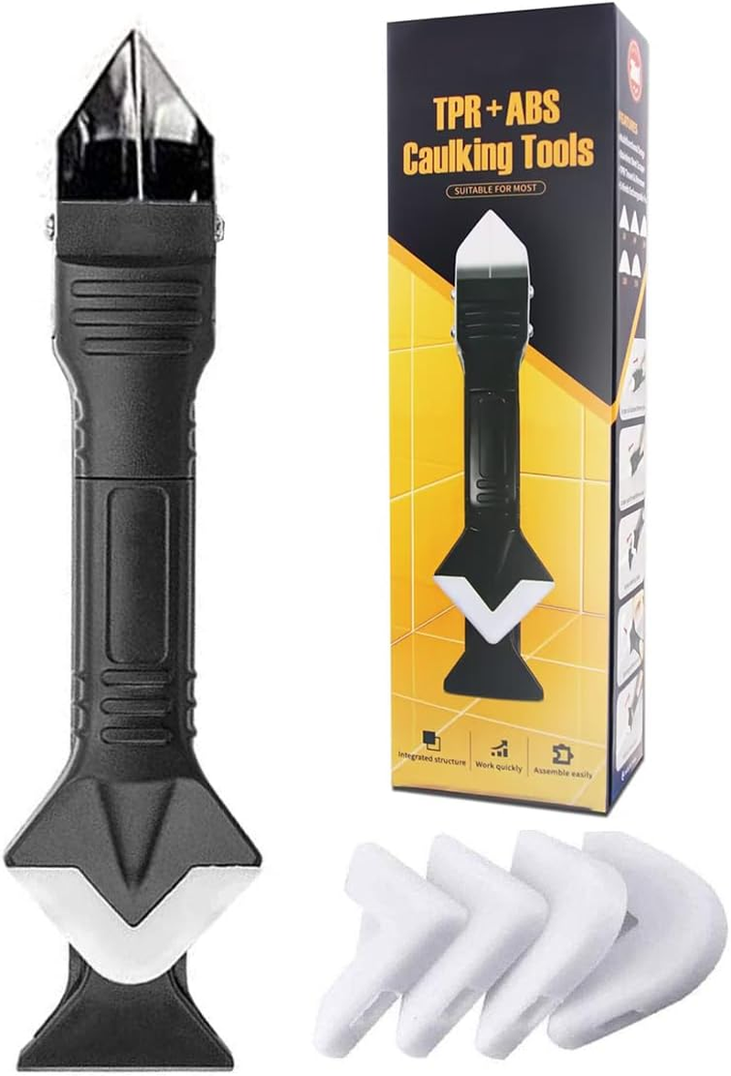 3 in 1 Silicone Caulking Tools, Glass Glue Angle Scraper, Stainless Steelhead Caulk Remover and Sealant Scraper, for Kitchen Bathroom Window and Frames Sealant Seals