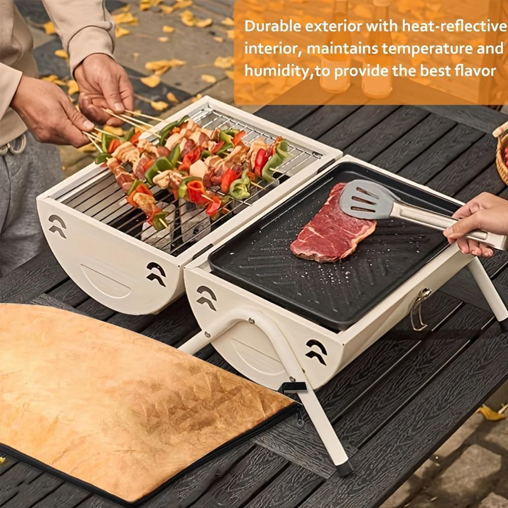 Retro Yellow BBQ Blanket for Resting Meat, Reusable Meat Insulated Resting Bag, Smoker Grilling Meat Insulation Bag, Outdoor BBQ Resting Blanket (Color: Retro Yellow) image number 1