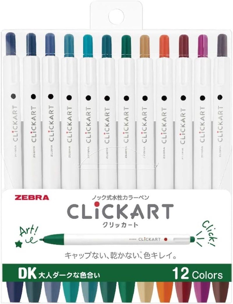 Zebra Clickart Water-Based Pen Calm Dark 12 Colors Set, Wyss22-12Cdk image number 4