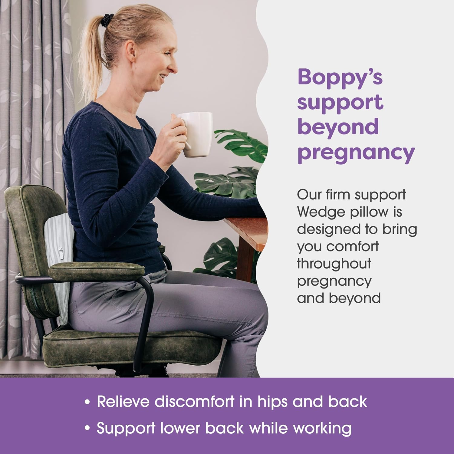 Boppy Pregnancy Pillow Wedge with Cover, Gray Stripe, Belly Support Maternity Wedge, Firm Pregnancy Wedge Pillow for Pregnancy from Boppy Line of Pregnancy Pillows for Sleeping, a Pregnancy Must Have image number 3