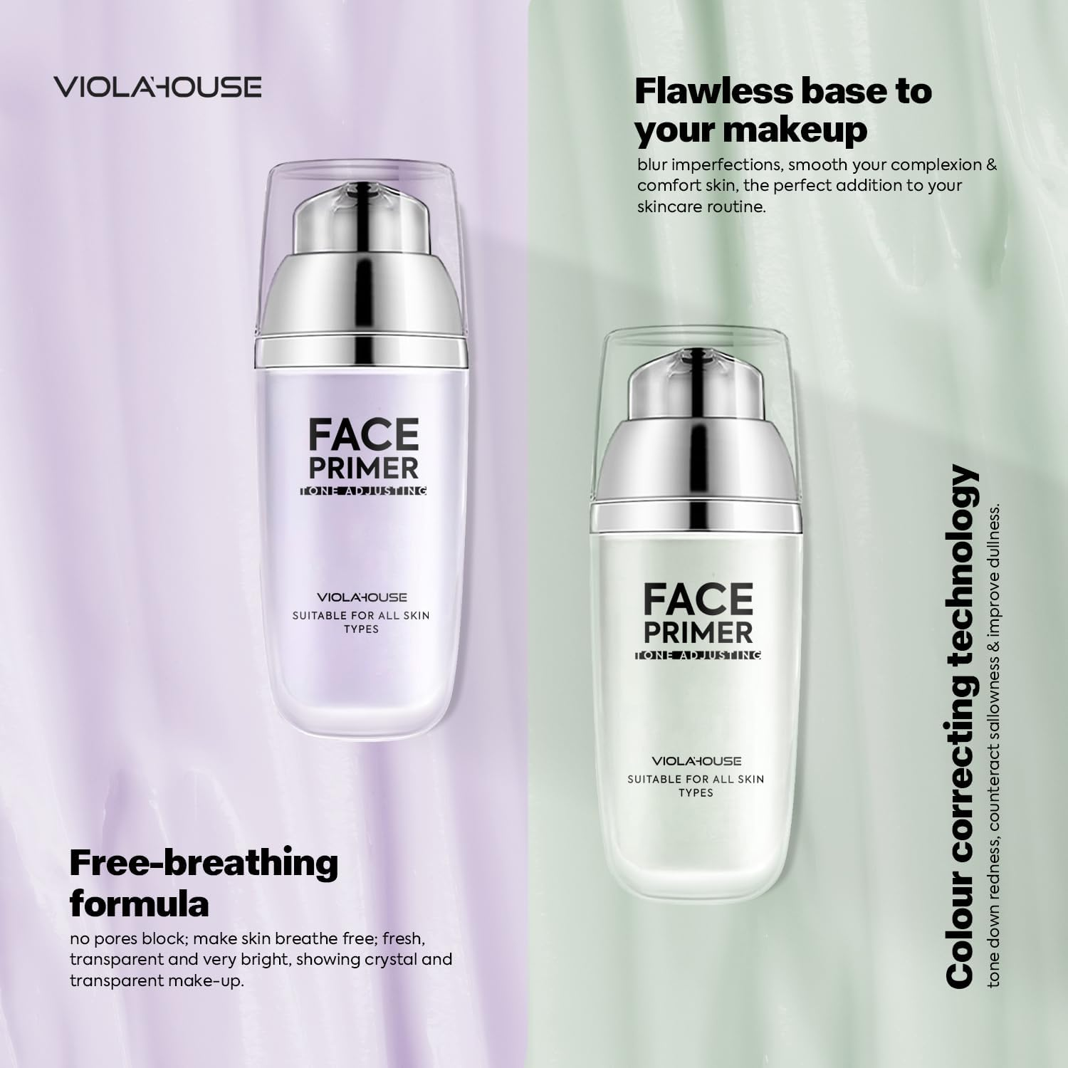 VIOLA HOUSE Primer Makeup,Primer Foundation Base Long-Lasting & Hydrating,Brightens & Primes,Fine Lines Treatment,Face Primer for Smooth and Even Complexion(Purple) image number 1