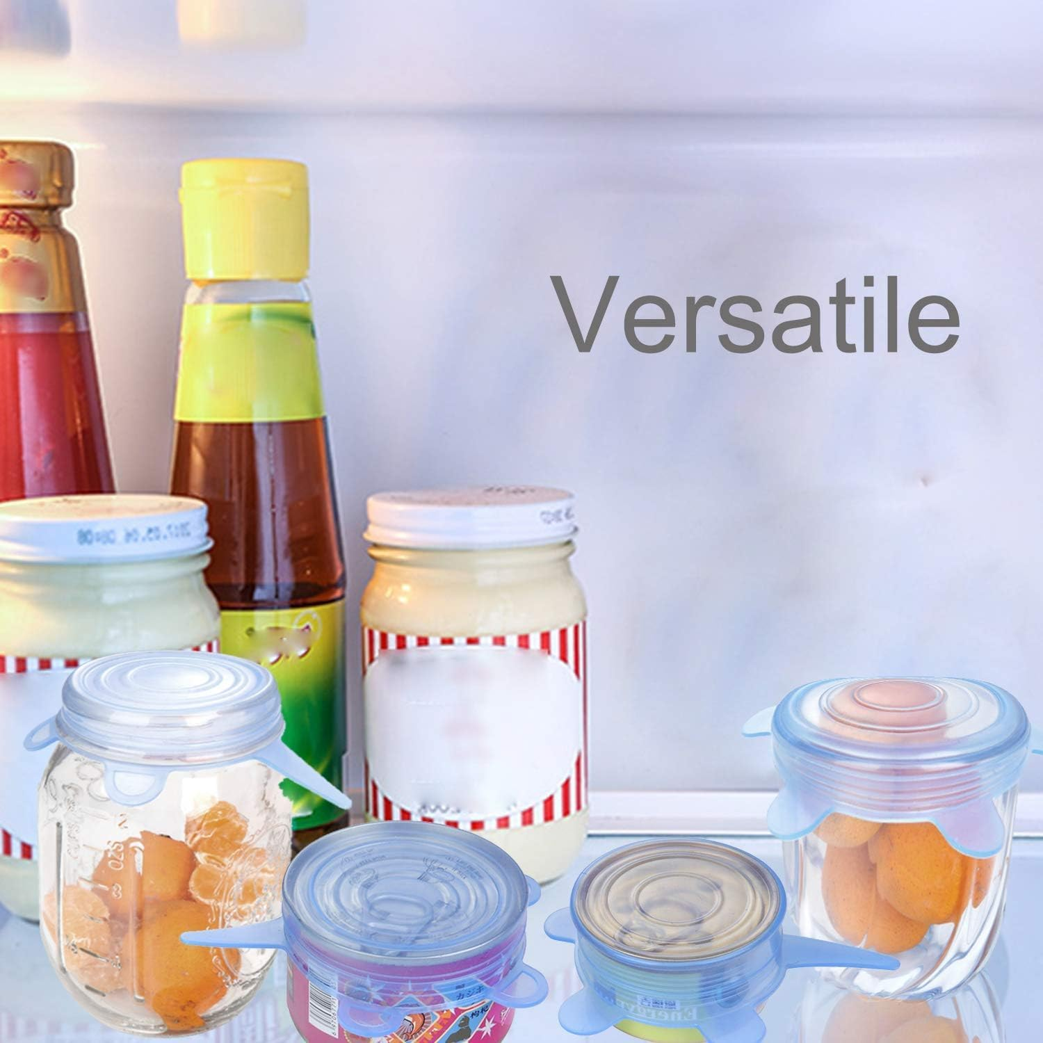 6 Pack Pet Food Can Cover Stretchable 1 Fit 3 Universal Size Silicone Can Lids for Dog and Cat Food Can Blue (Blue)