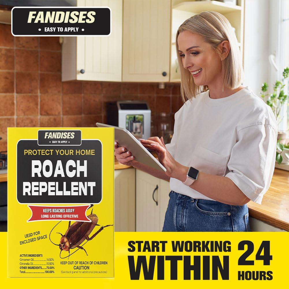 Cockroach Repellent, Roach Repellent Indoor, Get Rid of Cockroaches, Roach Control,Pet Safe Roach Repellent,Outdoor Cockroach Repellent,Cockroach Deterrent,Roach Away- 4P, Yellow image number 1
