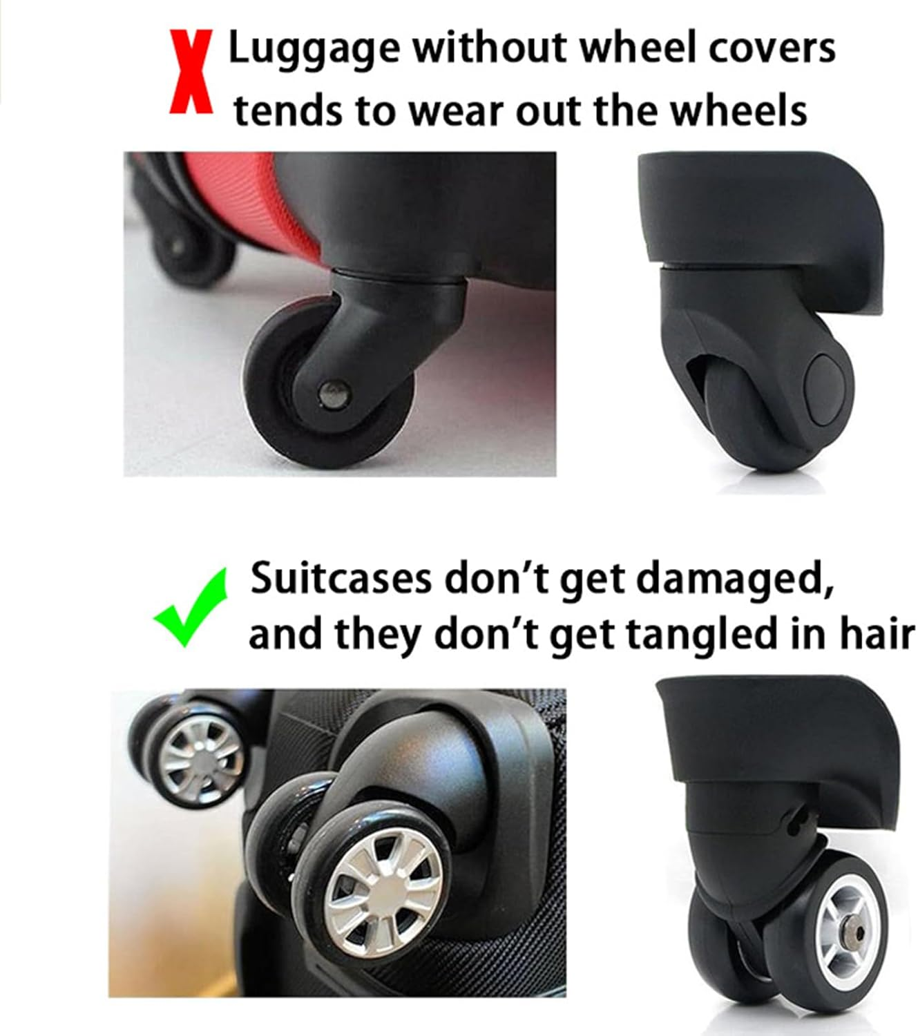 8Pcs Luggage Wheel Covers, Silicone Luggage Wheel Protector Covers, Reduce Noise Shock-Proof Luggage Spinner Wheel Covers image number 1