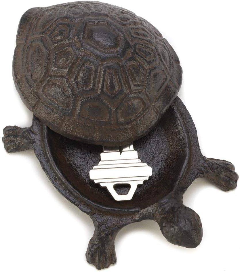 Gifts & Decor Garden Decoration Turtle Cast Iron Key Hider Stone image number 2