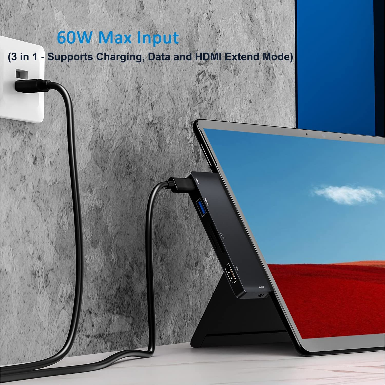 RREAKA Surface Pro 9/10/11/X Accessories Docking Station with 4K HDMI, USB-C Thunderbolt 4 (Display+Data+Pd Charging+3.5Mm Audio), USB 3.0, SD/TF Card Reader for Surface Pro 9/Pro10/Pro11/Prox image number 4