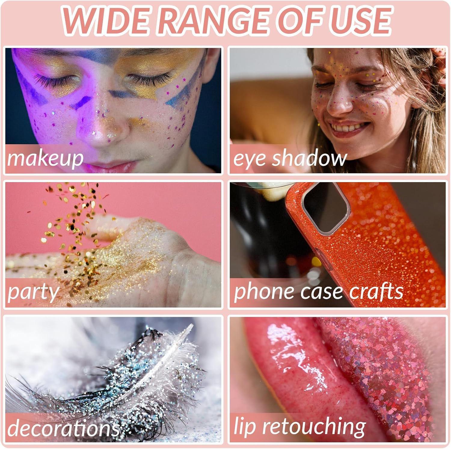 Holographic Body Glitter,Unicorn Chunky Glitter Festival Cosmetic Glitter Sequins for Face Body Hair Eyeshadow Lip Nails Art DIY Crafting image number 4