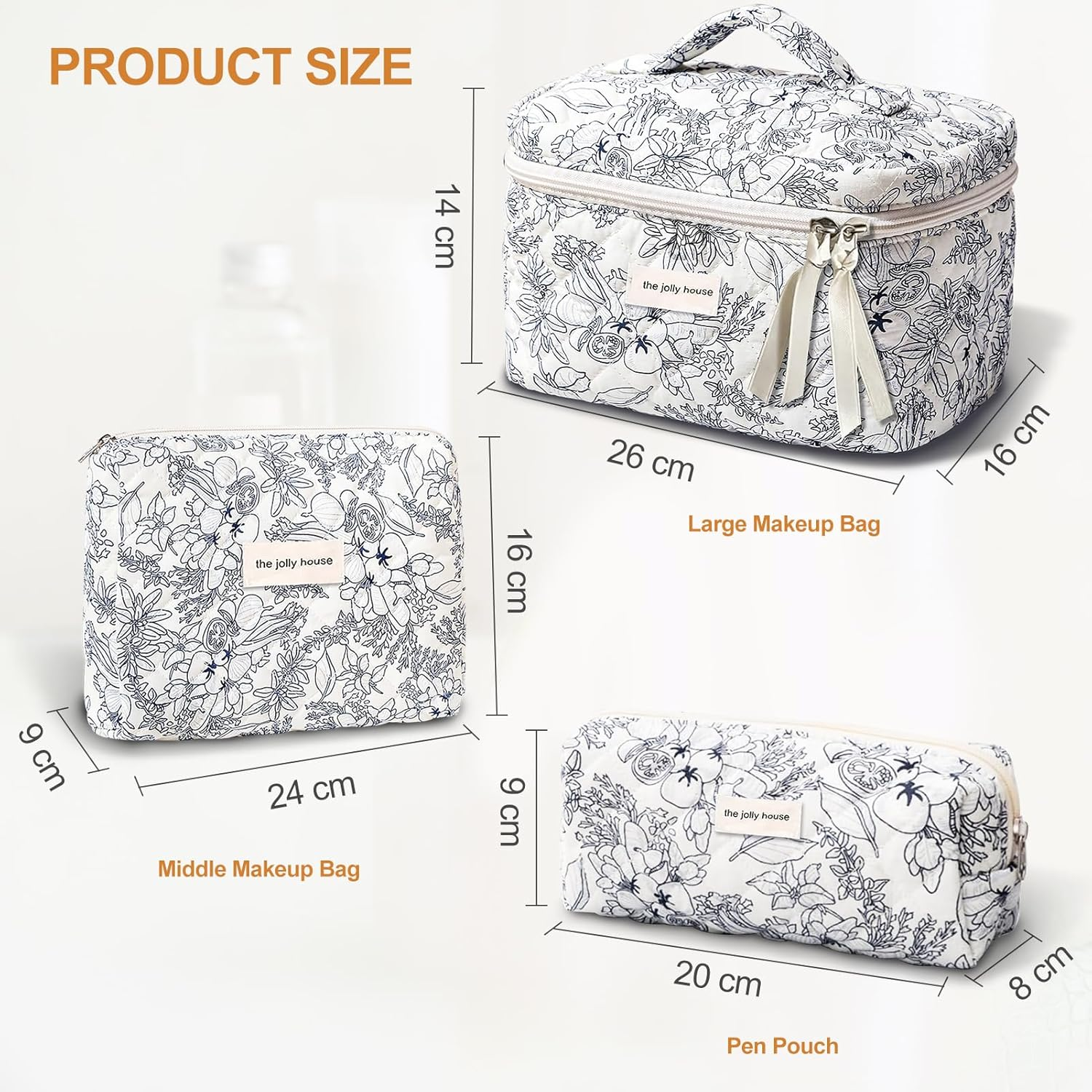 TOPALL Makeup Bag,Cosmetic Bag,Floral Cotton Quilted Makeup Bag,Classic Toiletry Bag,Cosmetic Pouch,Makeup Bag for Women Girls,Flower image number 5