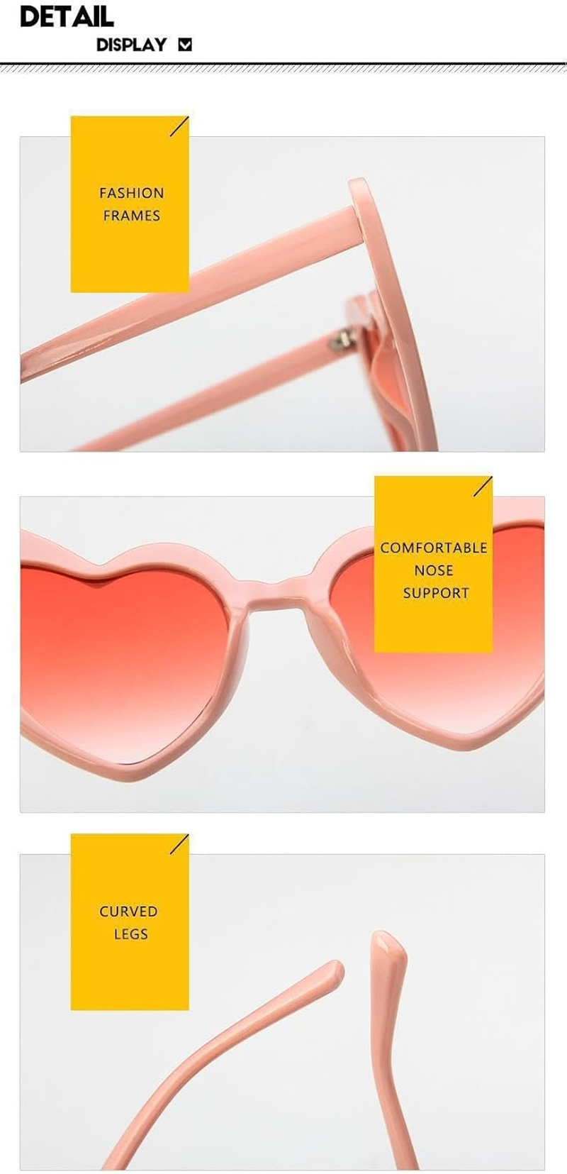 4PCS Heart Shape Glasses, Love Heart Sunglasses Colorful Funky Party Eyewear Favors