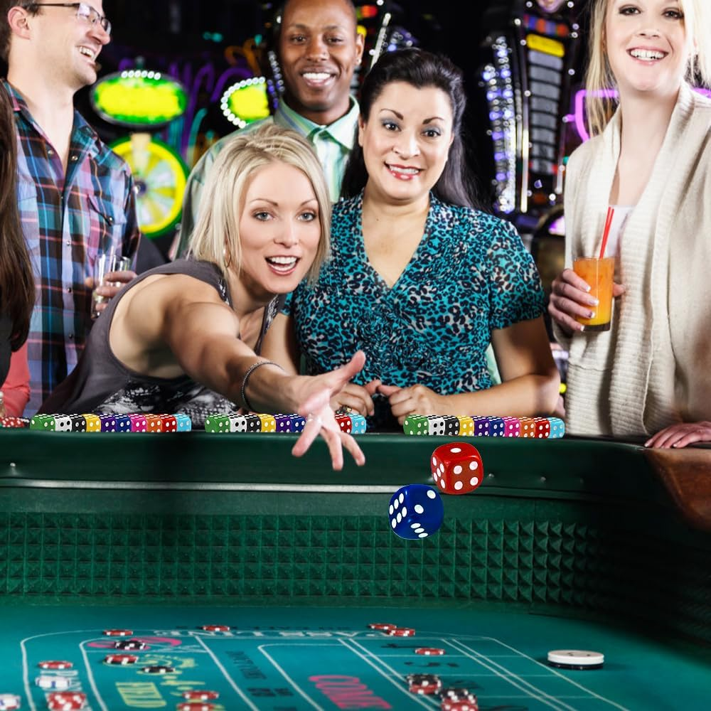 DIYDEC 100Pcs 16Mm Game Bulk Dice 10 Colors Acrylic 6 Sided Dice Set for Classroom Teaching Math Learning Standard Dice for Party Family Board Games image number 4