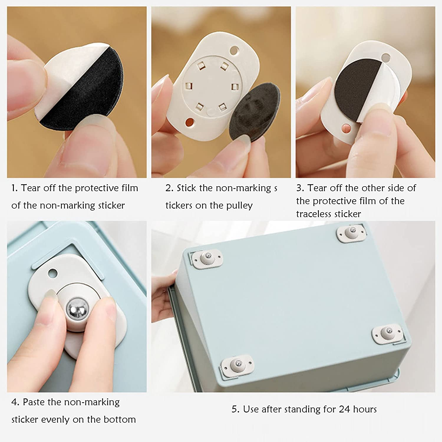 Self Adhesive Caster Wheels Mini Swivel Wheels,16Pcs Self Adhesive Mini Caster Wheels,Self Adhesive Caster Wheels,Diy Mini Swivel Casters Wheels,360 Degree Rotating Casters,Self Adhesive Caster Wheels image number 6