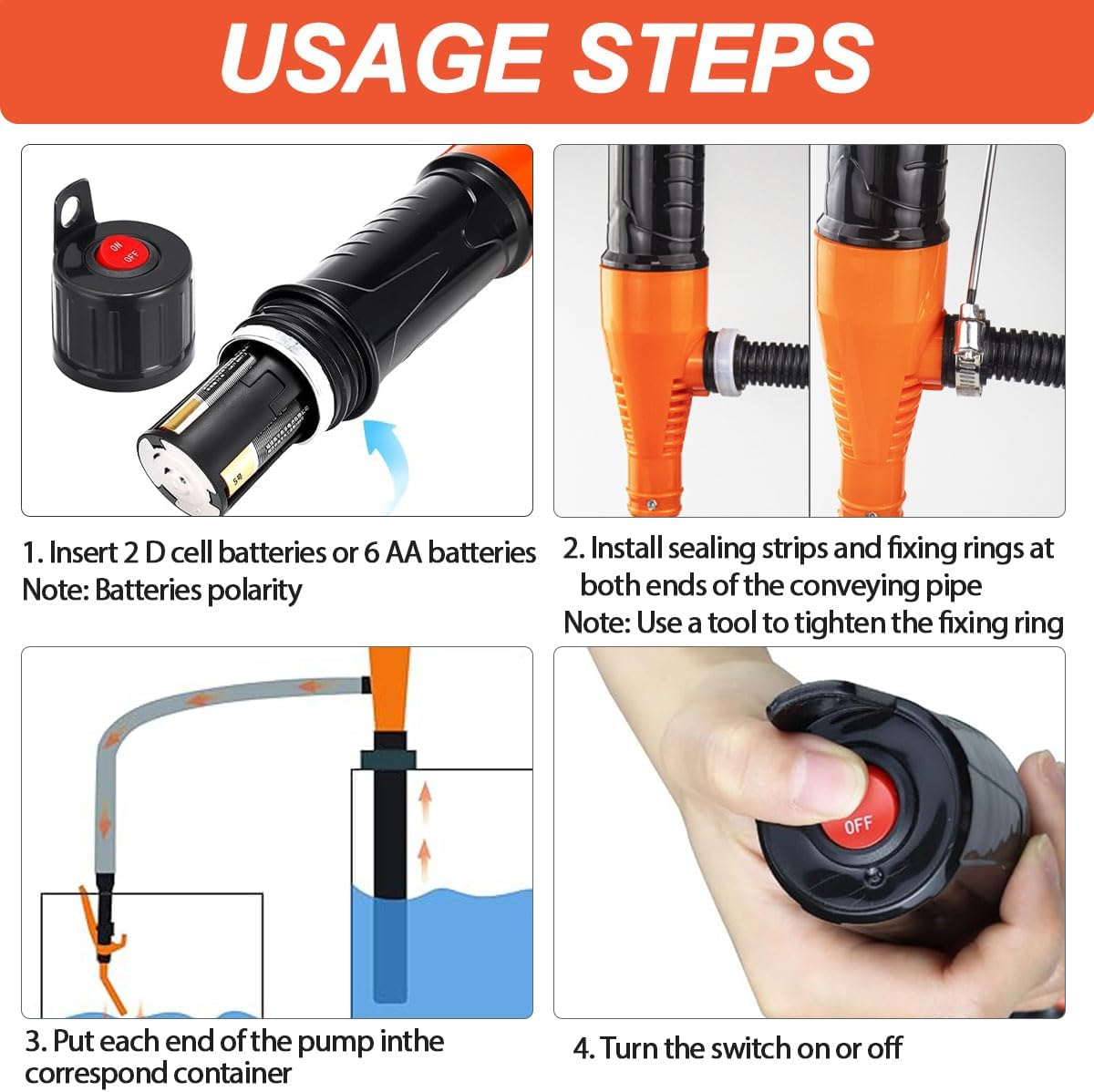 Portable Power Battery Fuel Pump Hand Held Electric Liquid Siphon Pump, Multi-Function Transfer Pump Portable for Fuel Water Diesel Gasoline