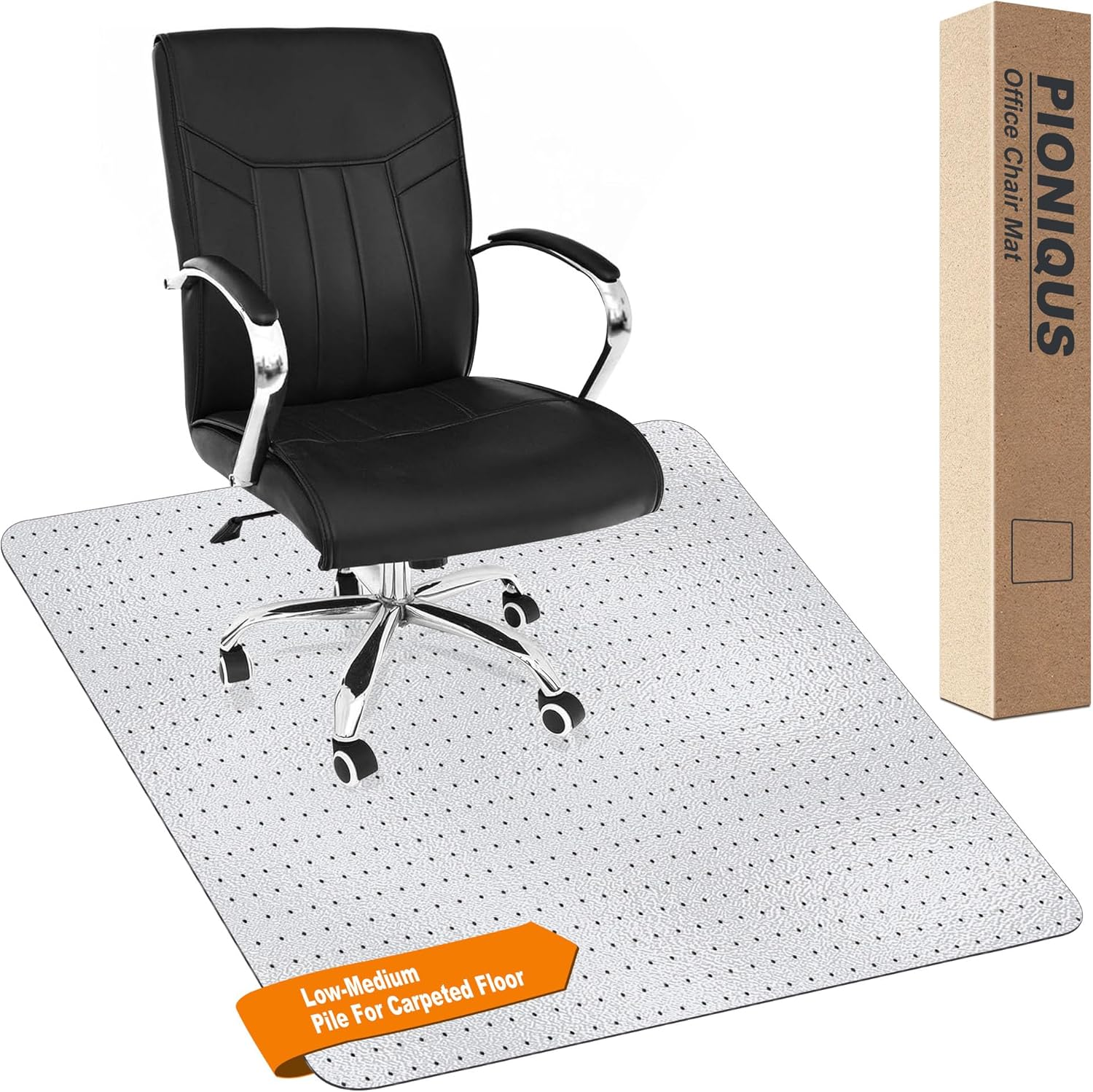 Office Chair Mat for Carpeted Floors 90X120Cm, Low to Medium Pile, PIONIQUS Heavy Duty Carpet Protector for Office Gaming Desk Chair, Transparent Thick Desk Chair Mat for Carpets(Not for Hard Floor) image number 4