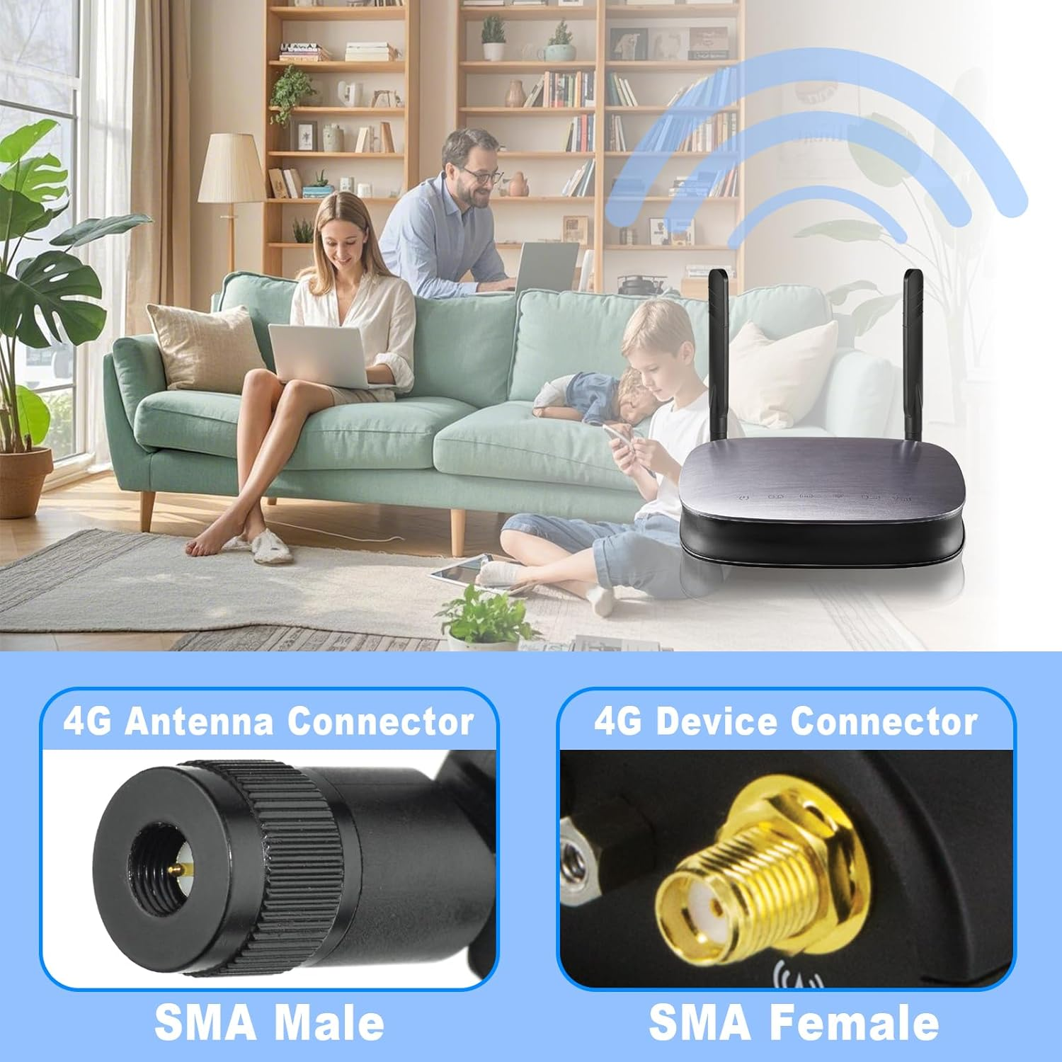 Eightwood 2Pcs 5Dbi 4G LTE Antenna SMA Plug Male Omni-Directional Antenna Compatible with AT&T Verizon Netgear Sierra Airlink Gateway Router Mobile Hotspot Wireless Home Phone MF279 700-2600Mhz image number 3