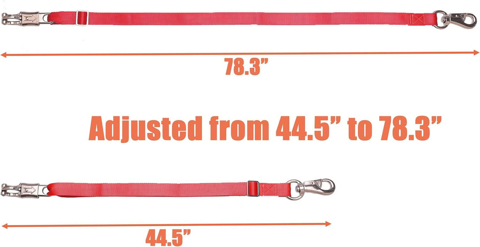 Adjustable Nylon Cross Tie （2 Pack）- with Panic Snap and Bull Snap - Adjusts from 44.5" to 78.3" (Red), Red, Standard Size image number 3