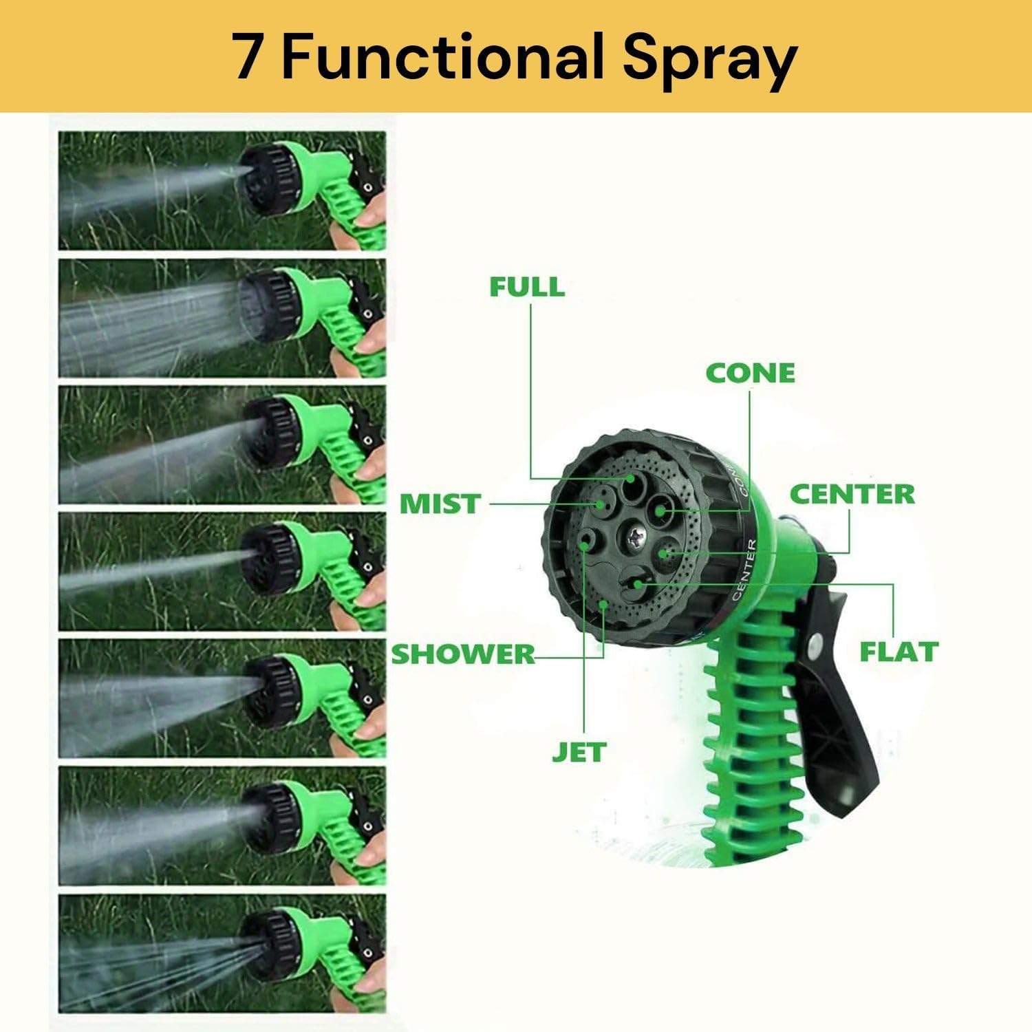 EZONEDEAL 100Ft New Expandable Garden Hose, High-Pressure Water Hose, Leakproof Flexible Hose 7 Function Spray Hose Nozzle for Watering Plants, Car Wash Durable Gardening Flexible Hose Pipe (100Ft)