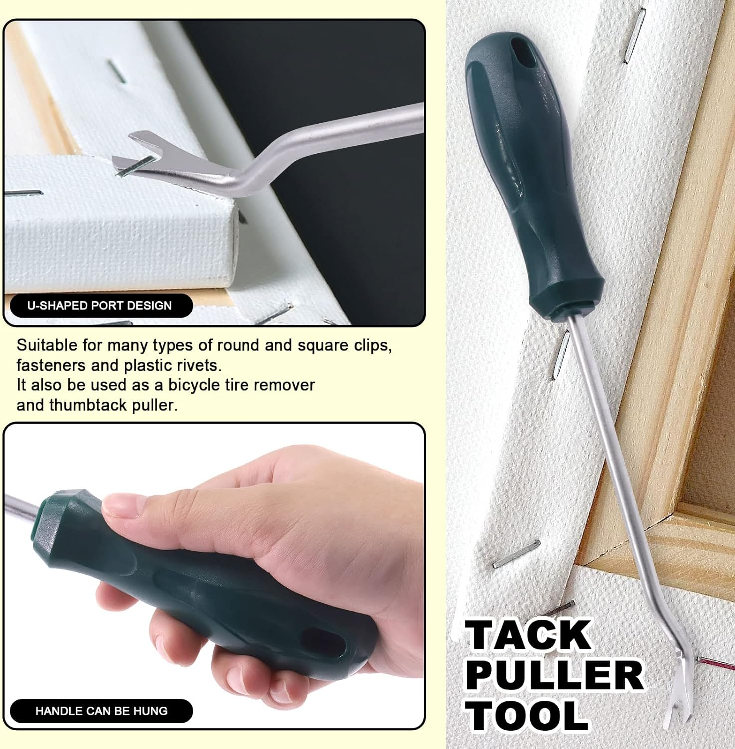 Tanstic 3Pcs Heavy Duty Canvas Pliers and Staple Remover and Tack Puller Set, Professional Canvas Stretching Pliers Tool with Spring Return Handle for Stretching Canvas Clamp Art Oil Painting image number 3