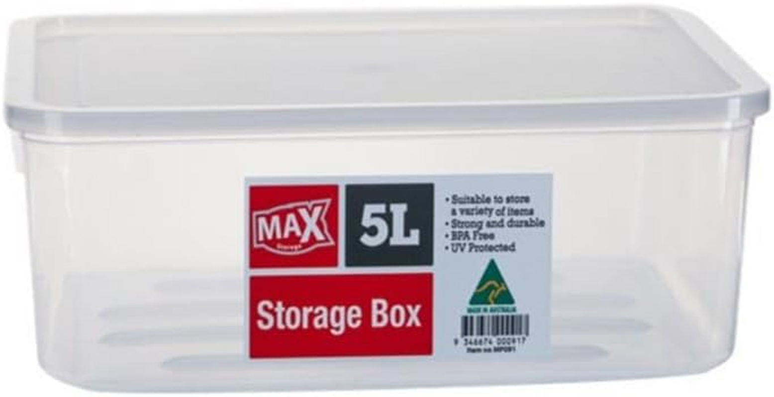 Multi Purpose Plastic Storage Container with Lid, 5 Litre Capacity